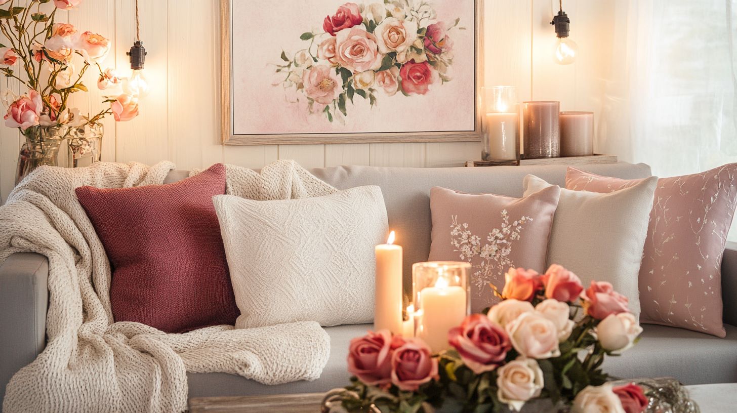 Decorate your home with plush blankets and cozy bedding for Valentine's day