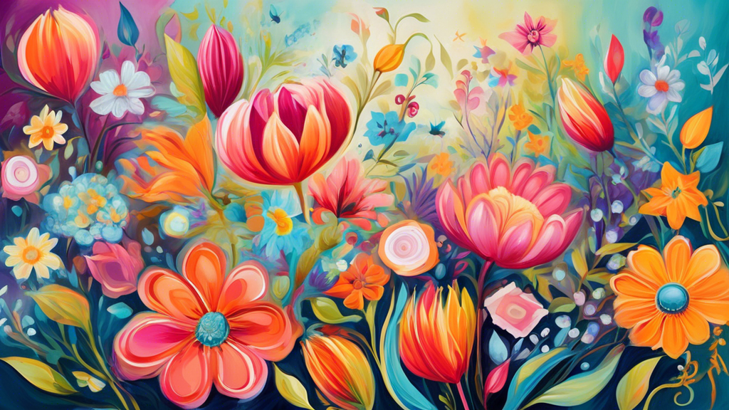 Immerse yourself in the enchanting world of whimsical floral paintings, where vibrant colors, playfu