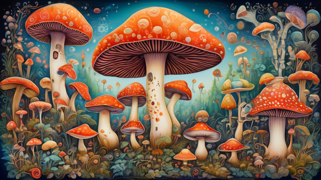 Immerse yourself in the whimsical world of mushroom paintings, where enchanted realms come to life w