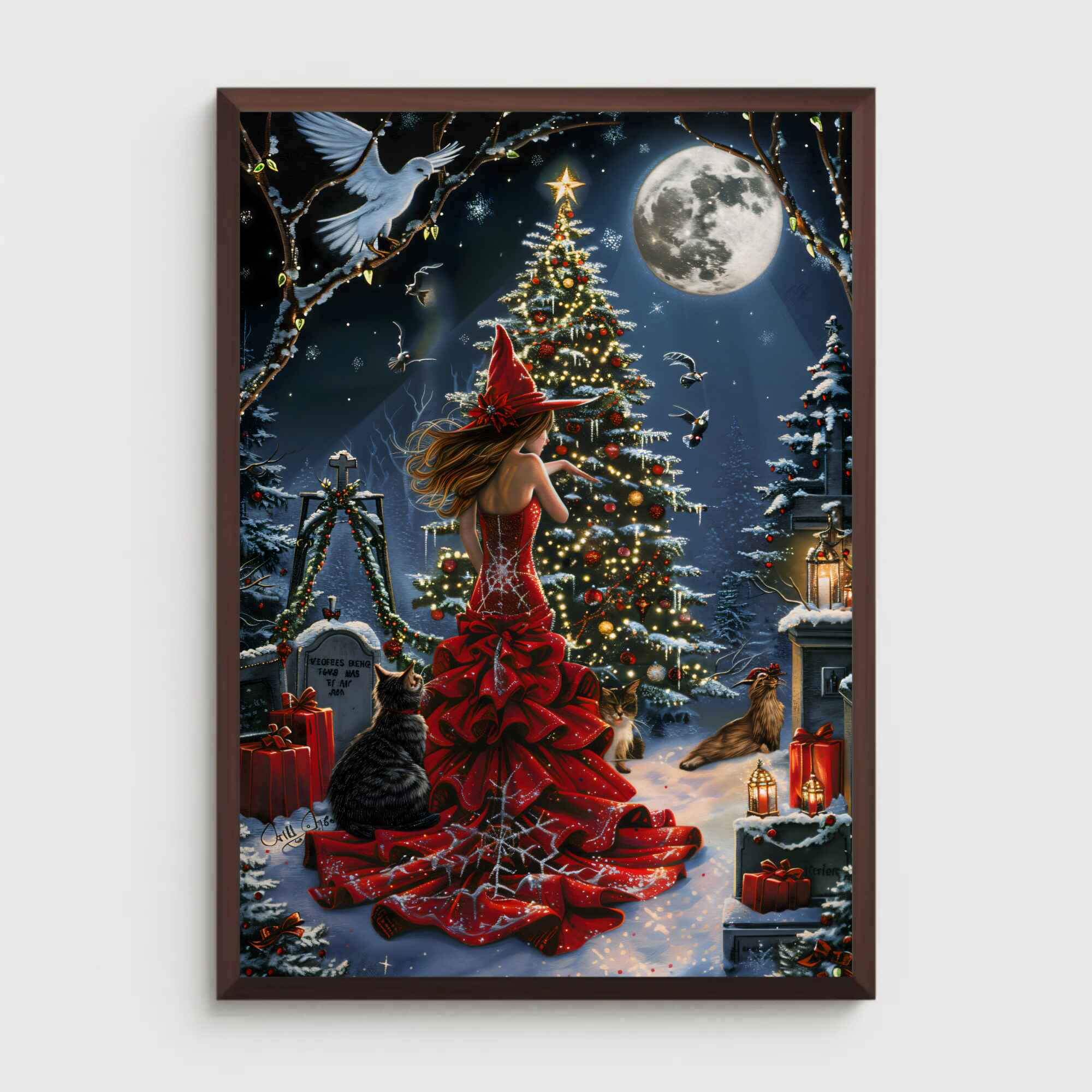 Gothic Christmas decor with a spooky twist, featuring unique blankets, dark festive accents, and holiday gifts.