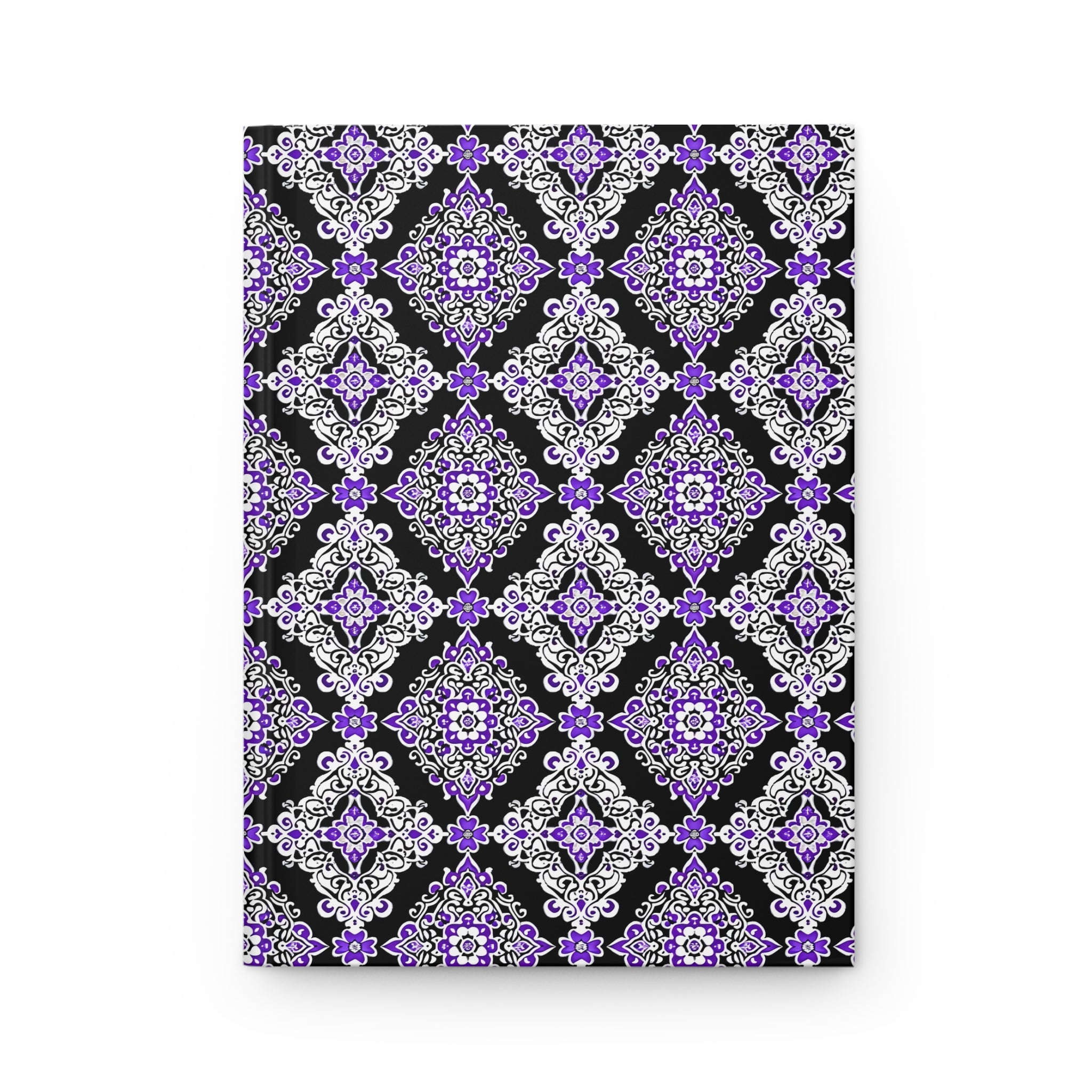 Midnight Majesty Journal: Purple & White Damask