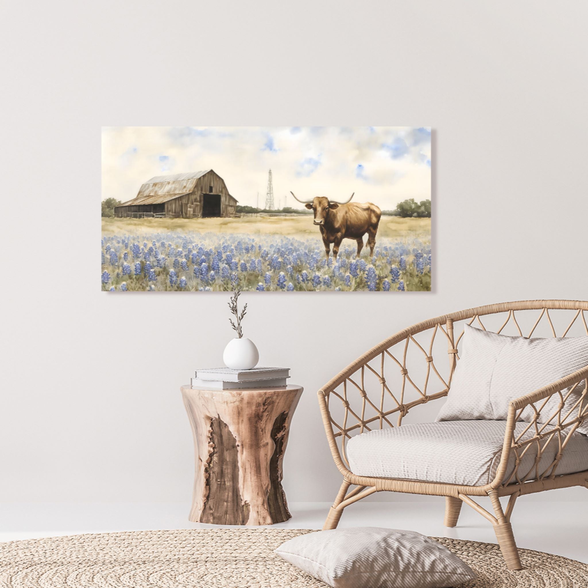 A Touch of Texas Wall Art: Longhorns & Bluebonnets