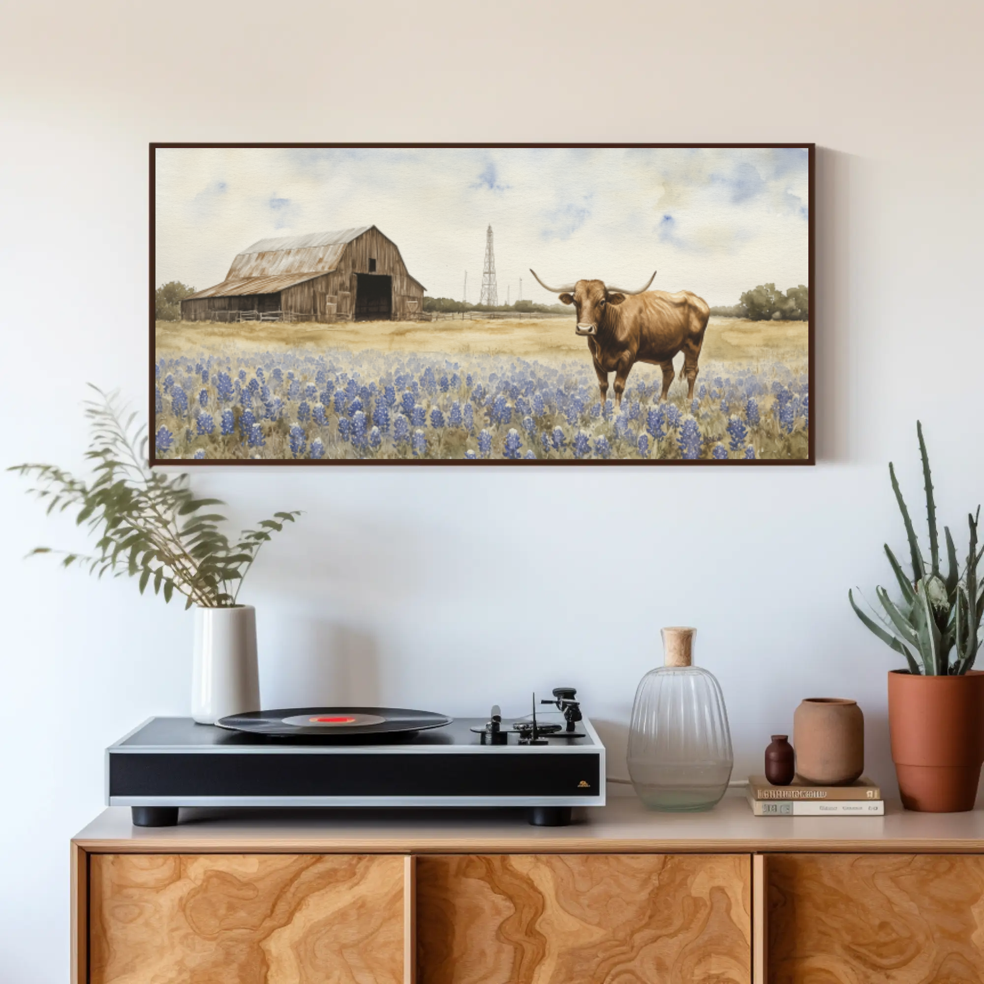 A Touch of Texas Wall Art: Longhorns & Bluebonnets