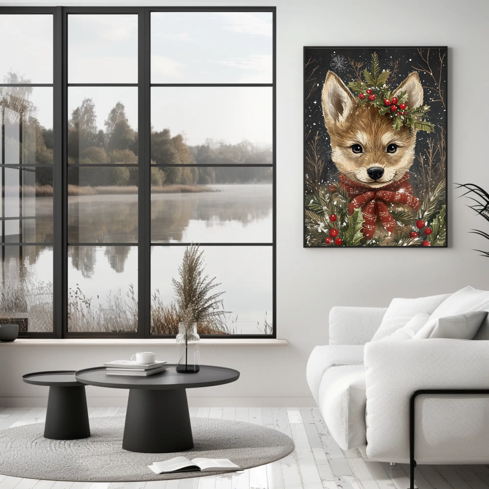 Baby Wolf Winter's Tale Wall Art: Animal Holiday Decor