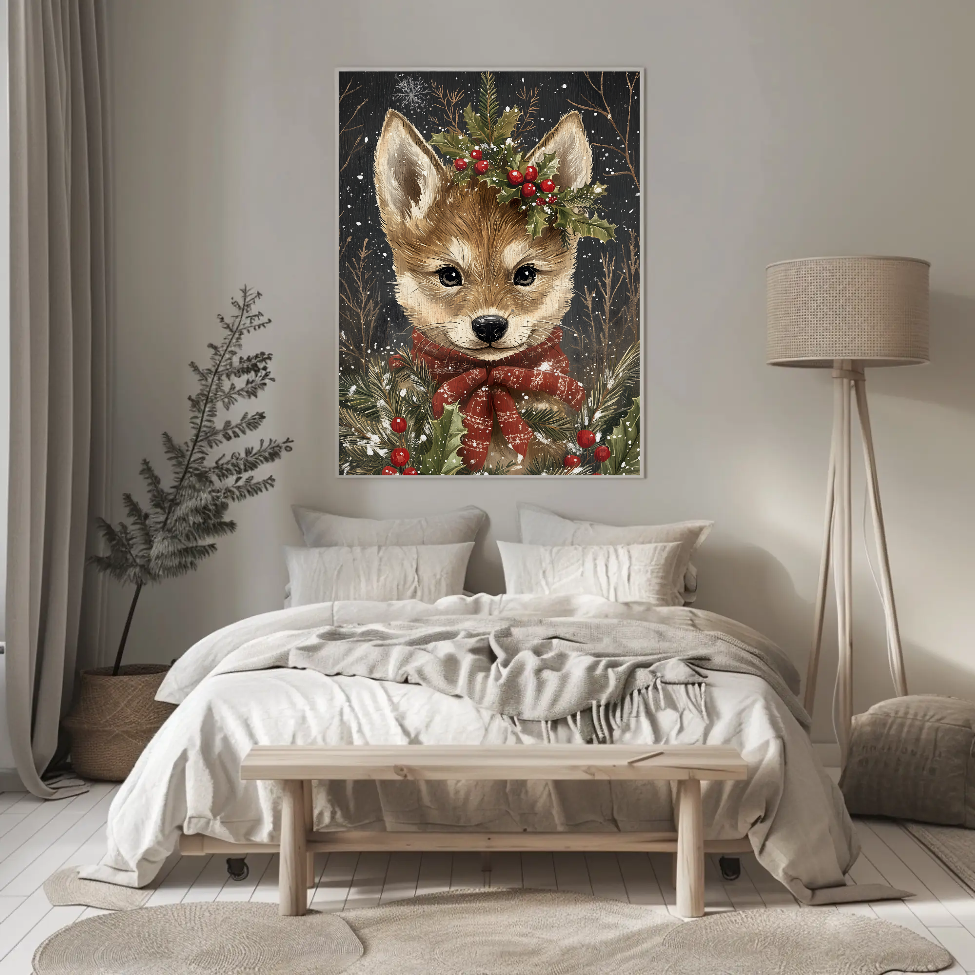 Baby Wolf Winter's Tale Wall Art: Animal Holiday Decor