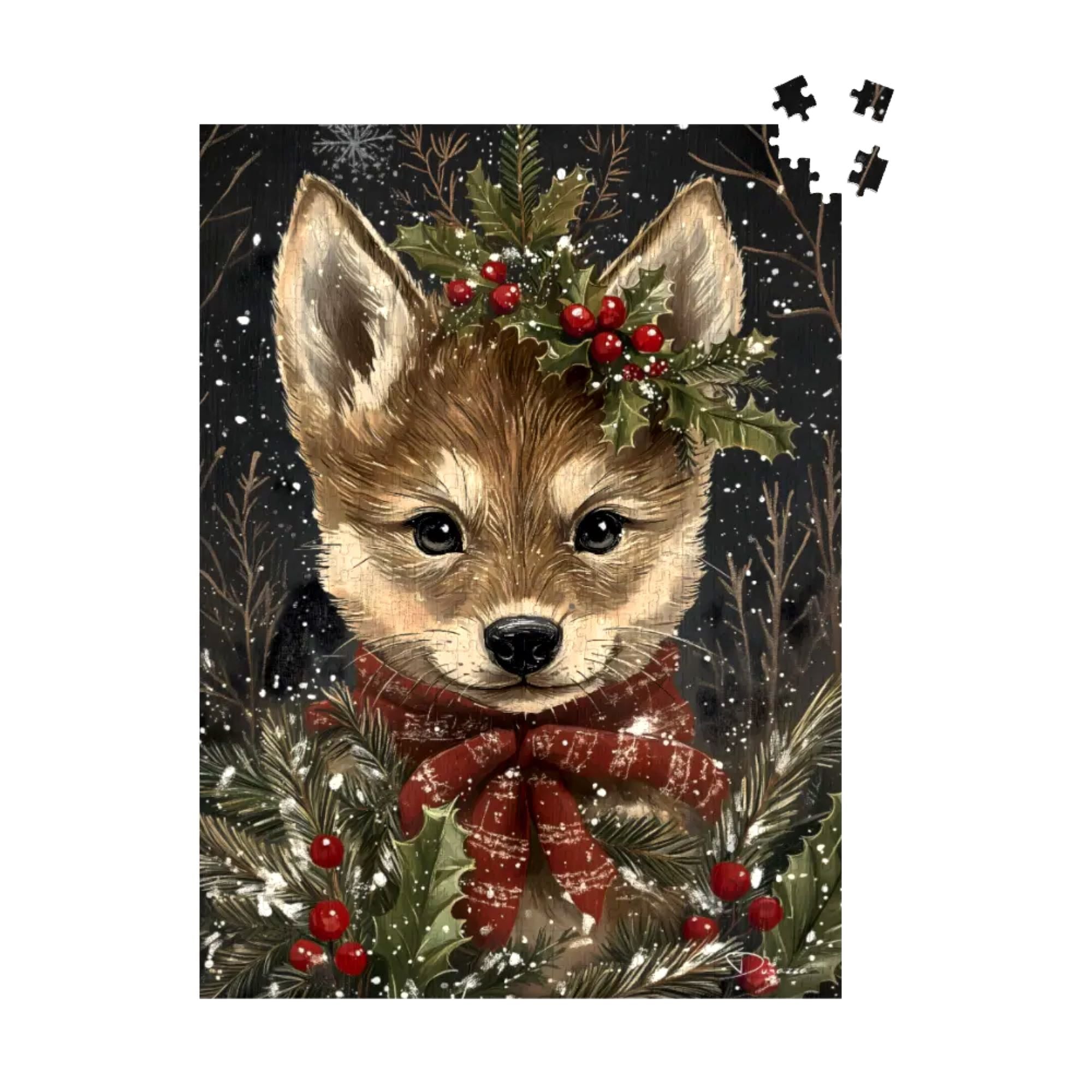 Baby Wolf Winter Tale Jigsaw Puzzle 500 or 1000 Piece