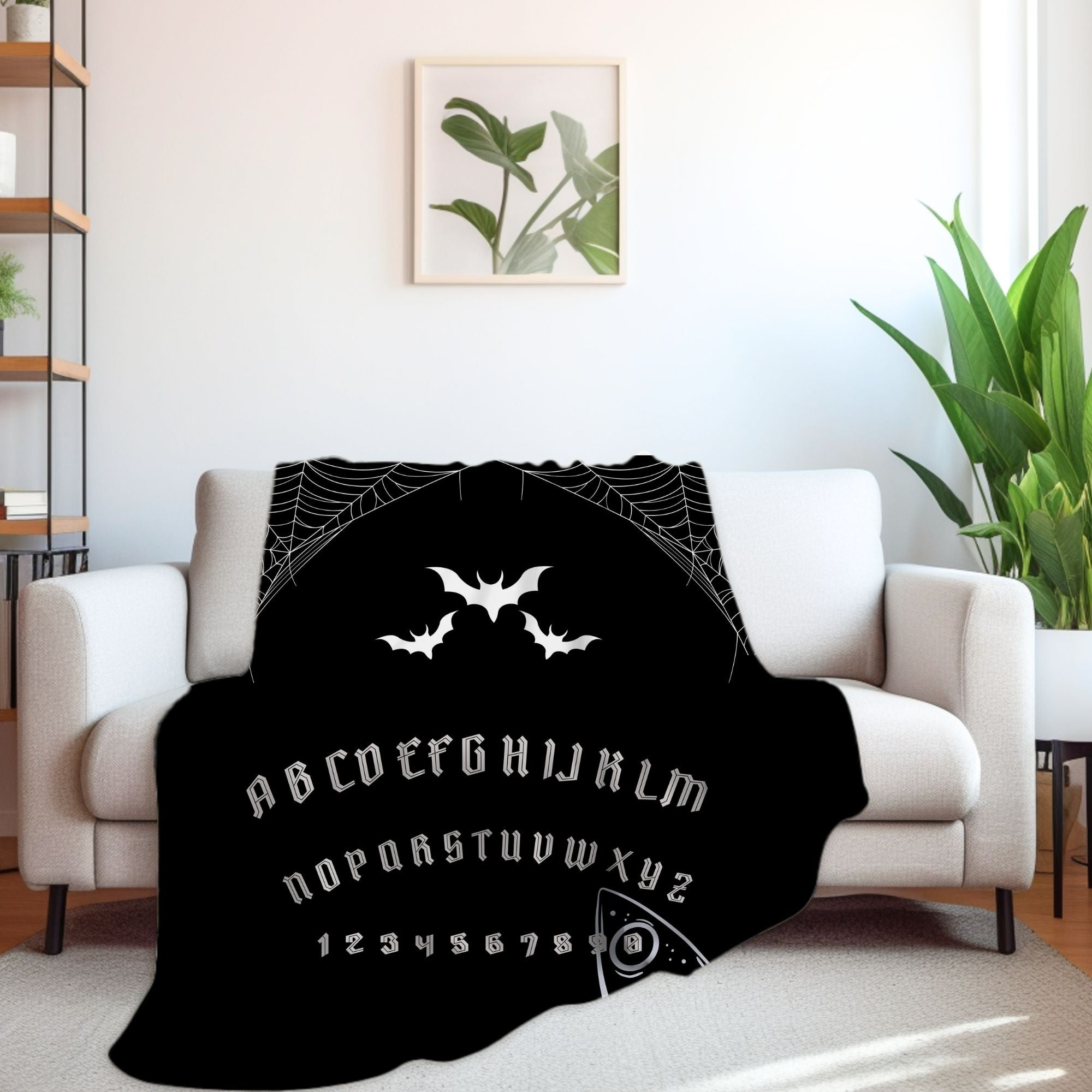 Black Ouija Board Throw Blanket Sherpa or Velveteen