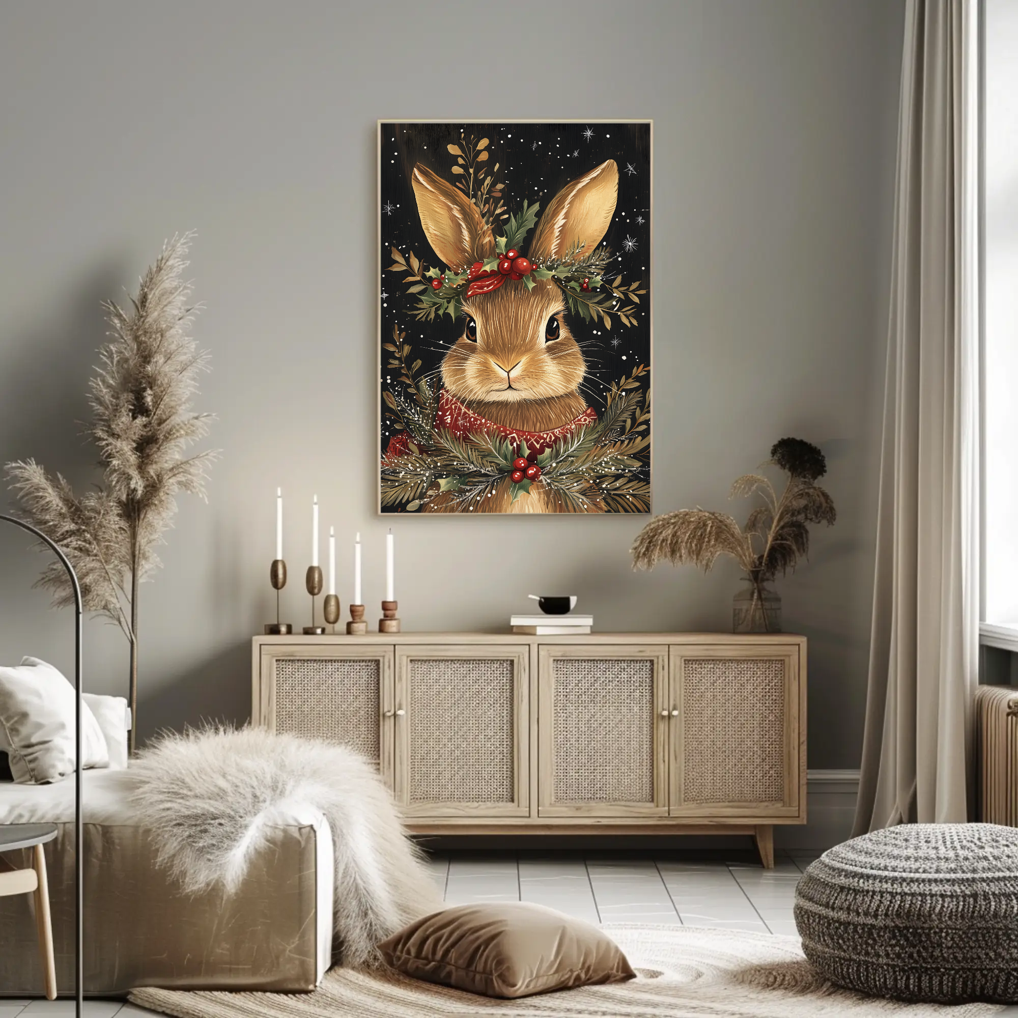 Brown Rabbit's Winter Tale Wall Art: Animal Holiday Decor