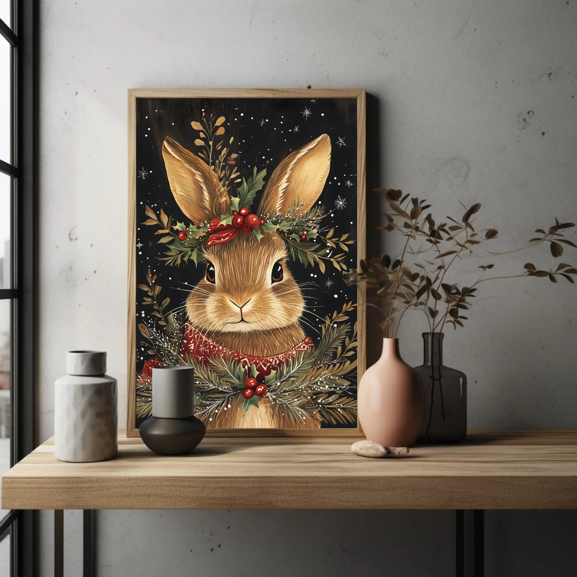 Brown Rabbit's Winter Tale Wall Art: Animal Holiday Decor