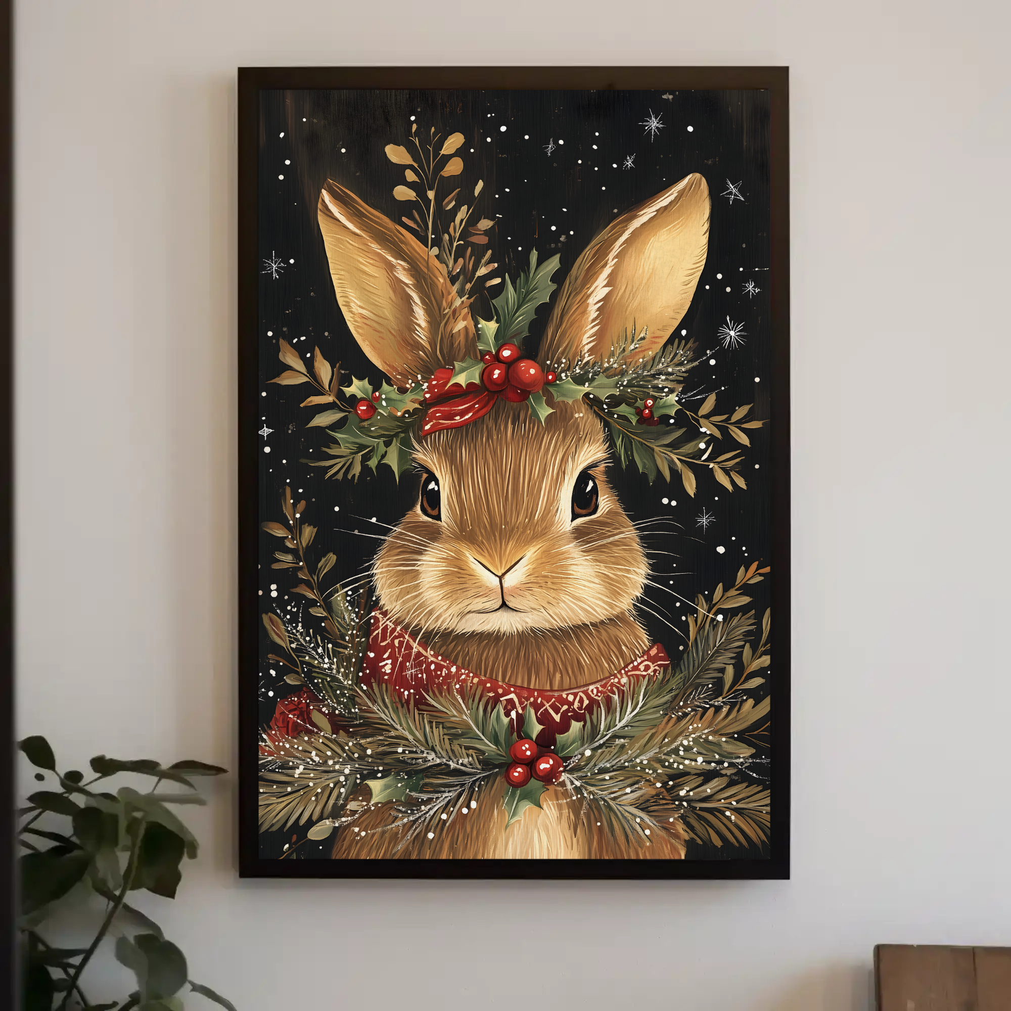 Brown Rabbit's Winter Tale Wall Art: Animal Holiday Decor