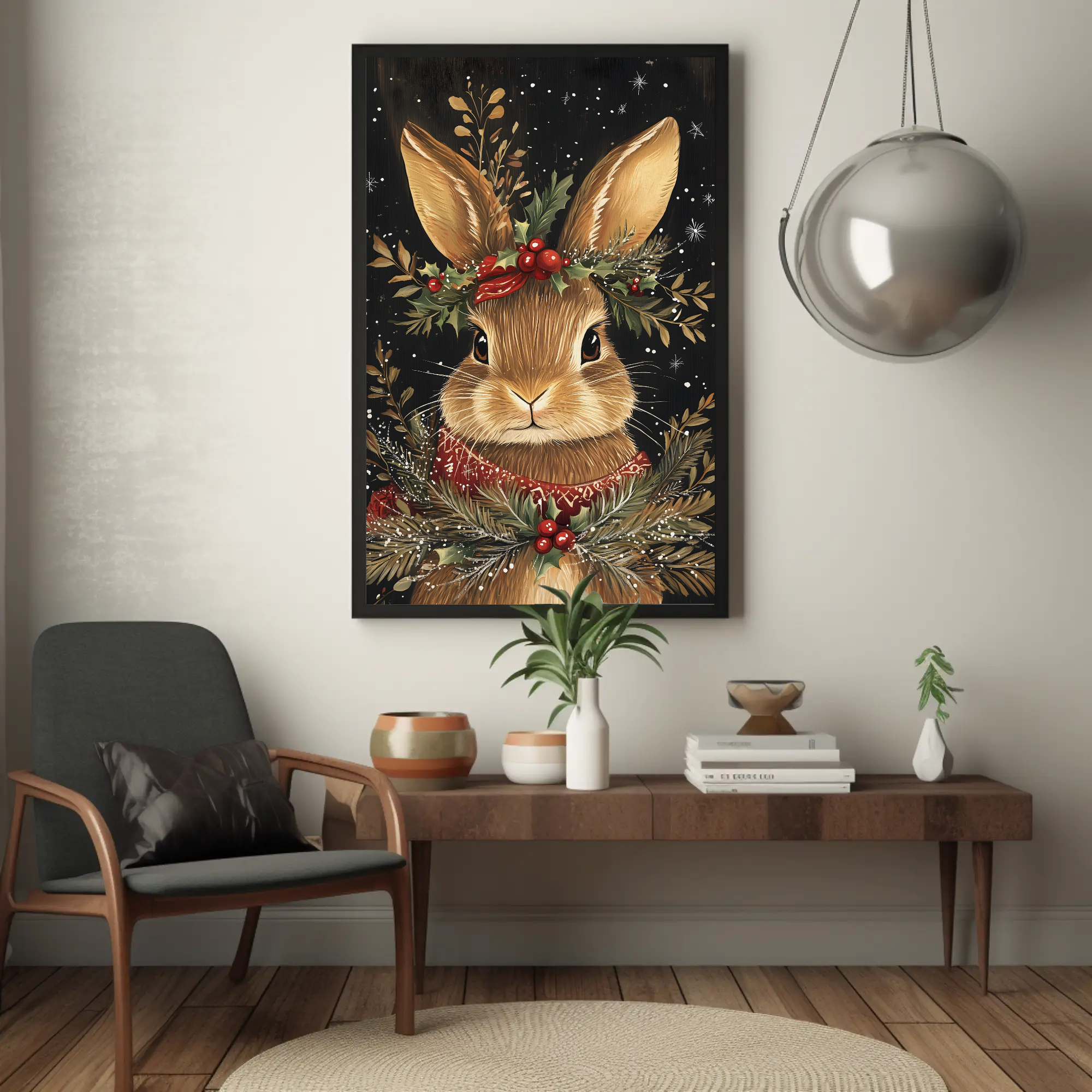 Brown Rabbit's Winter Tale Wall Art: Animal Holiday Decor