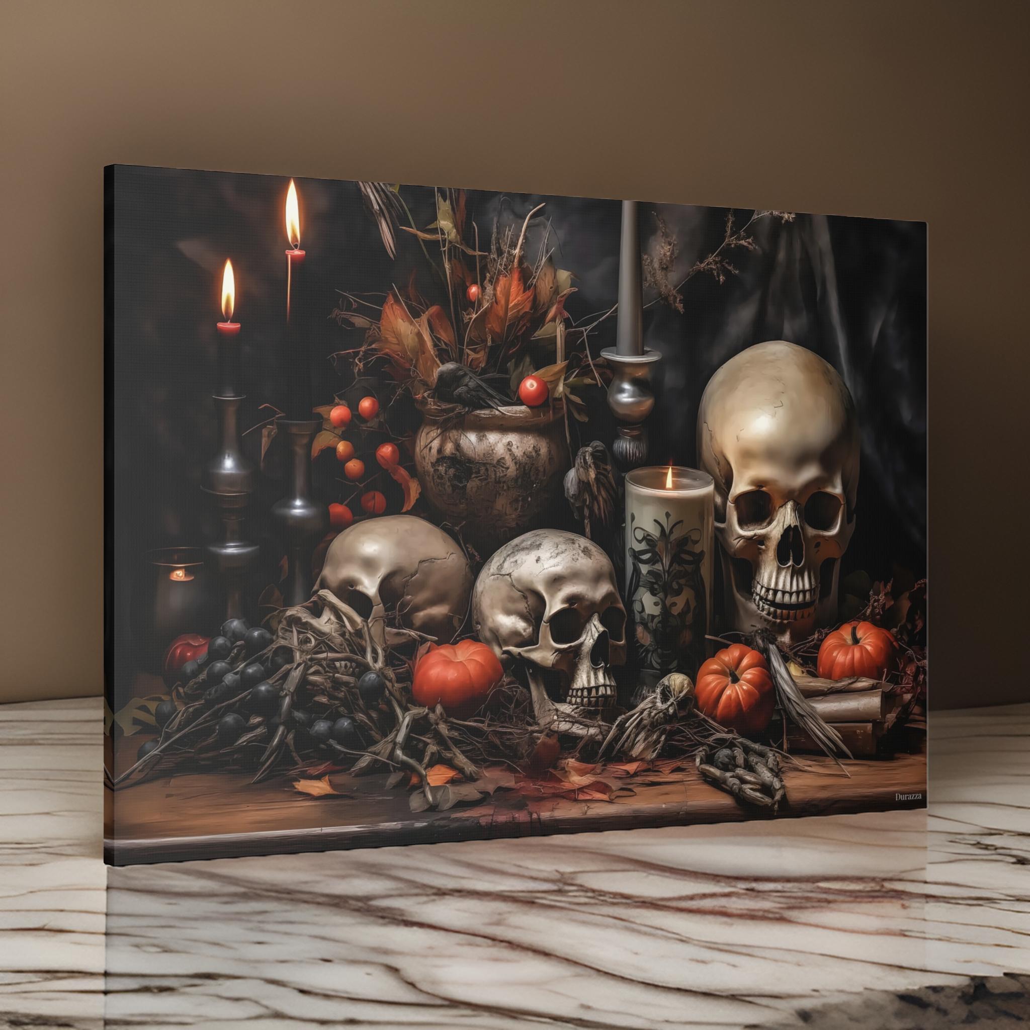 Candlelight and Skulls Wall Art: Gothic Home Decor