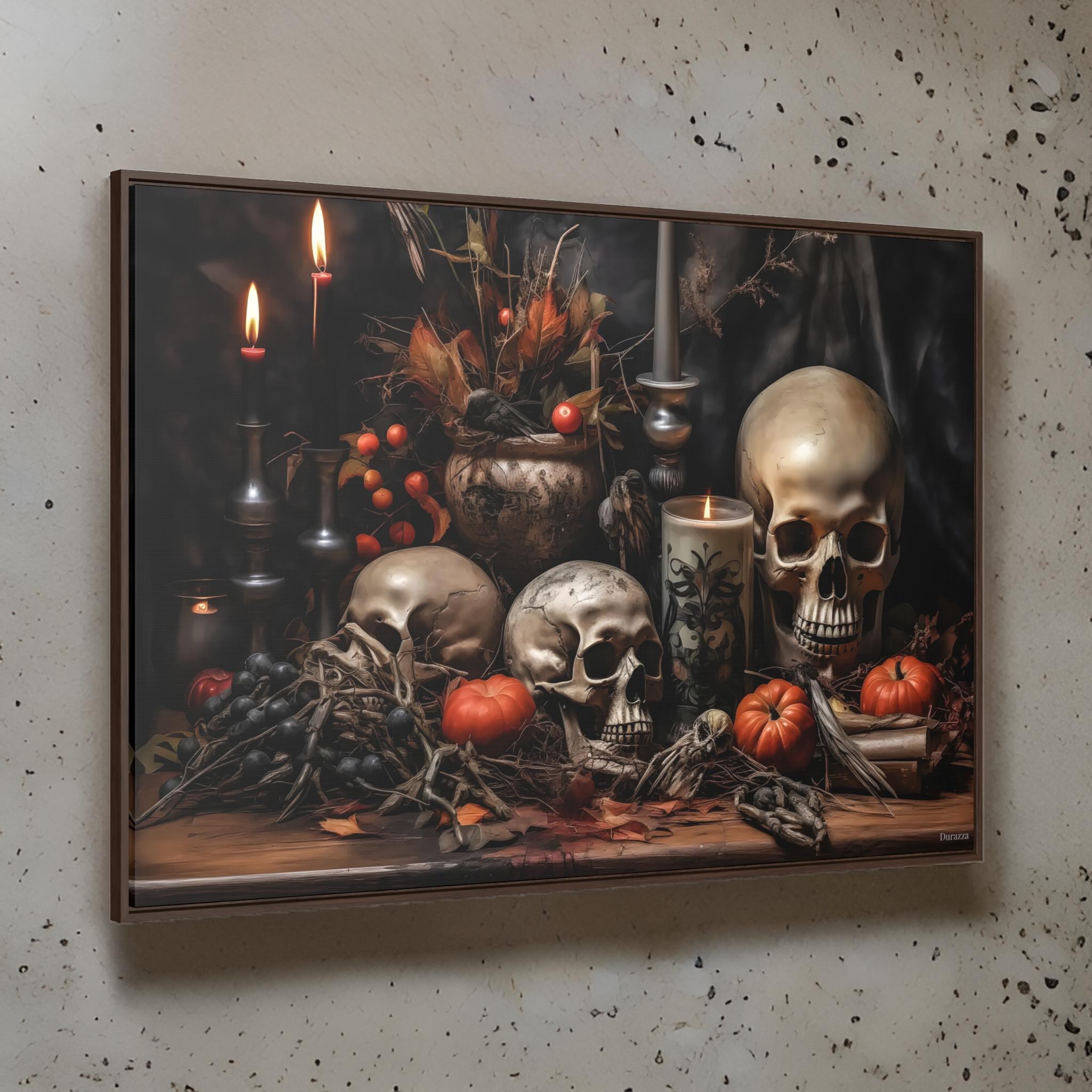 Candlelight and Skulls Wall Art: Gothic Home Decor
