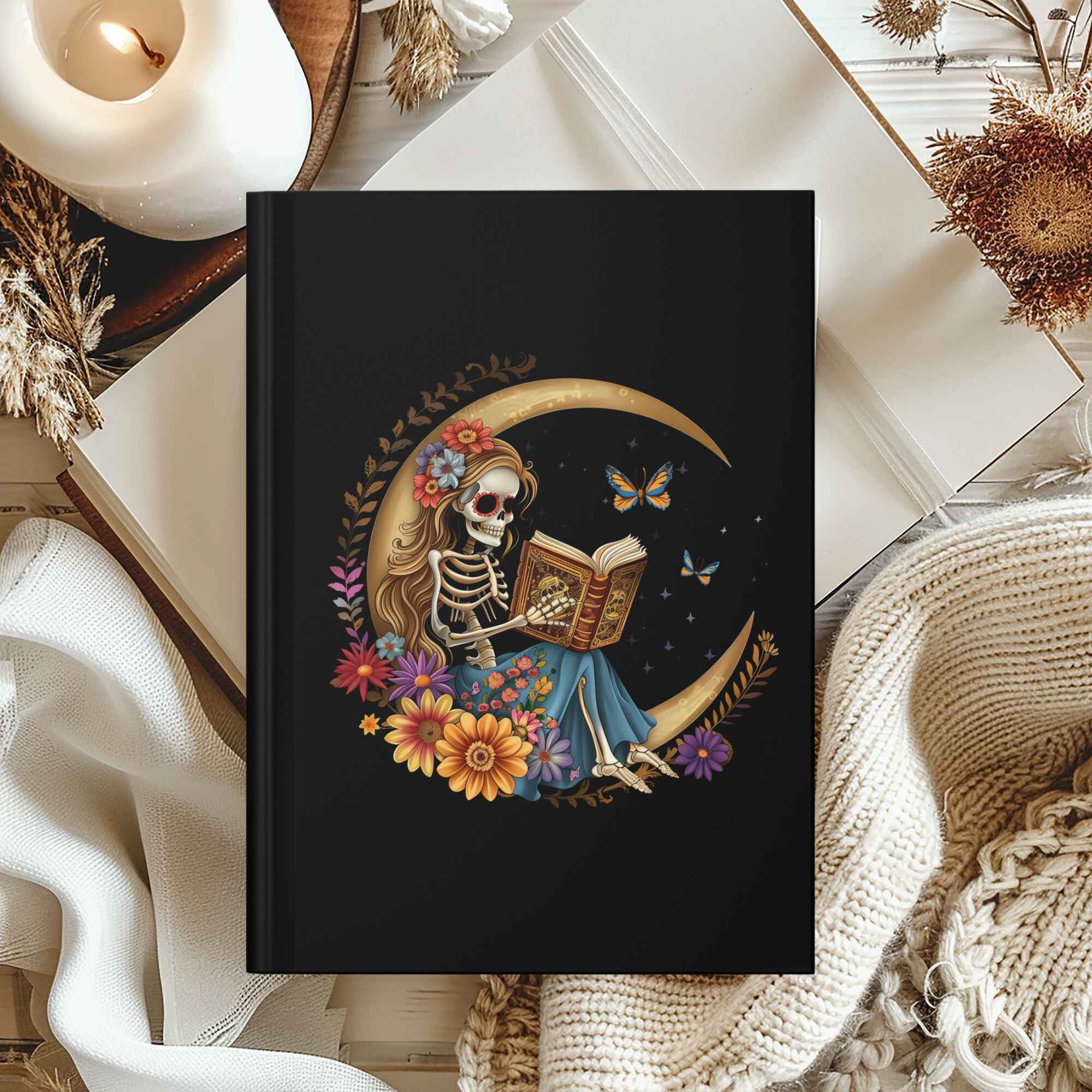 Celestial Reads Journal: Skeleton Girl Reading Notebook