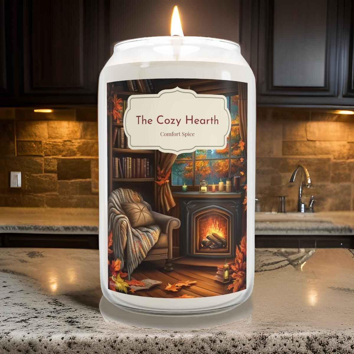 The Cozy Hearth Cinnamon Candle: Hand Poured Soy Wax 14 oz