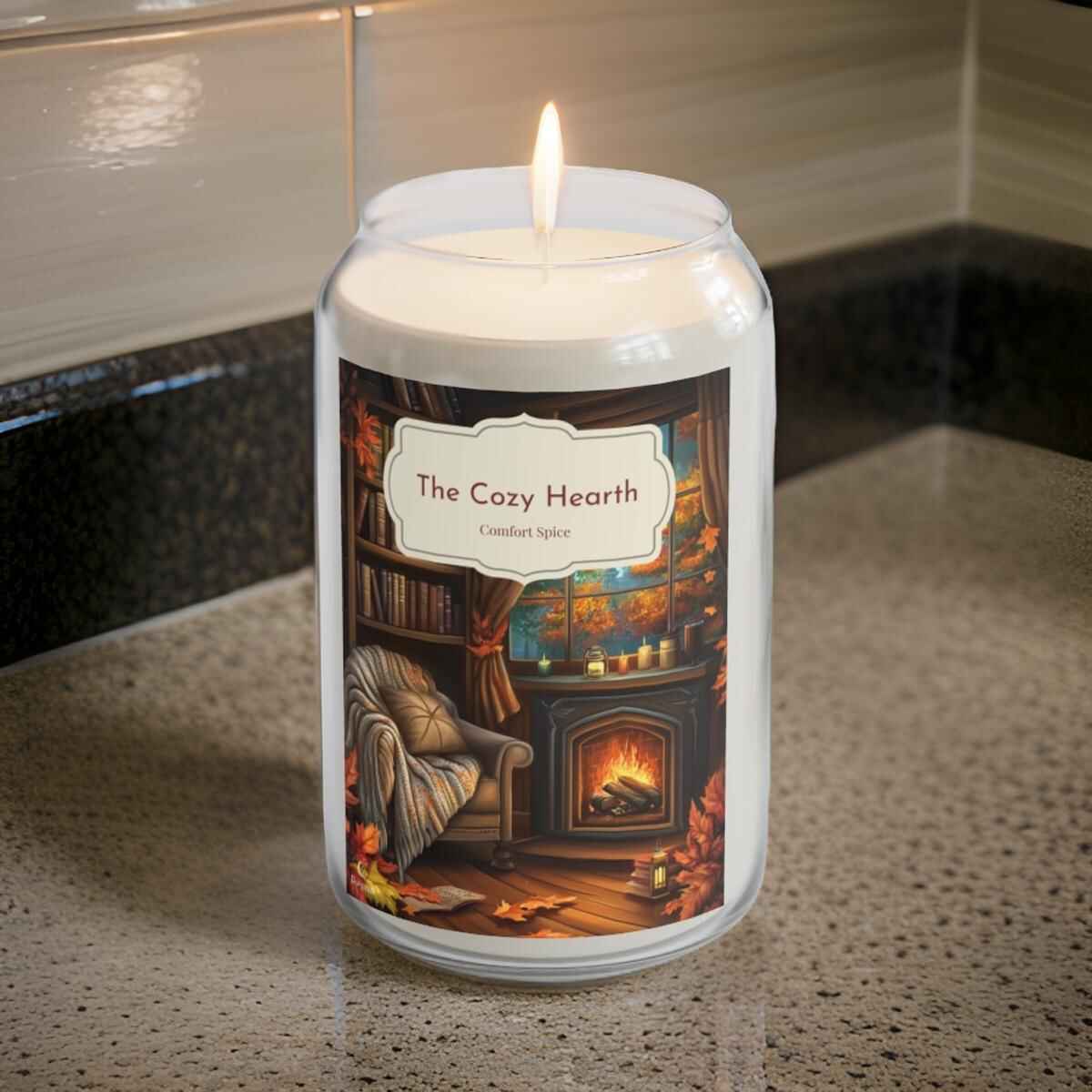 The Cozy Hearth Cinnamon Candle: Hand Poured Soy Wax 14 oz