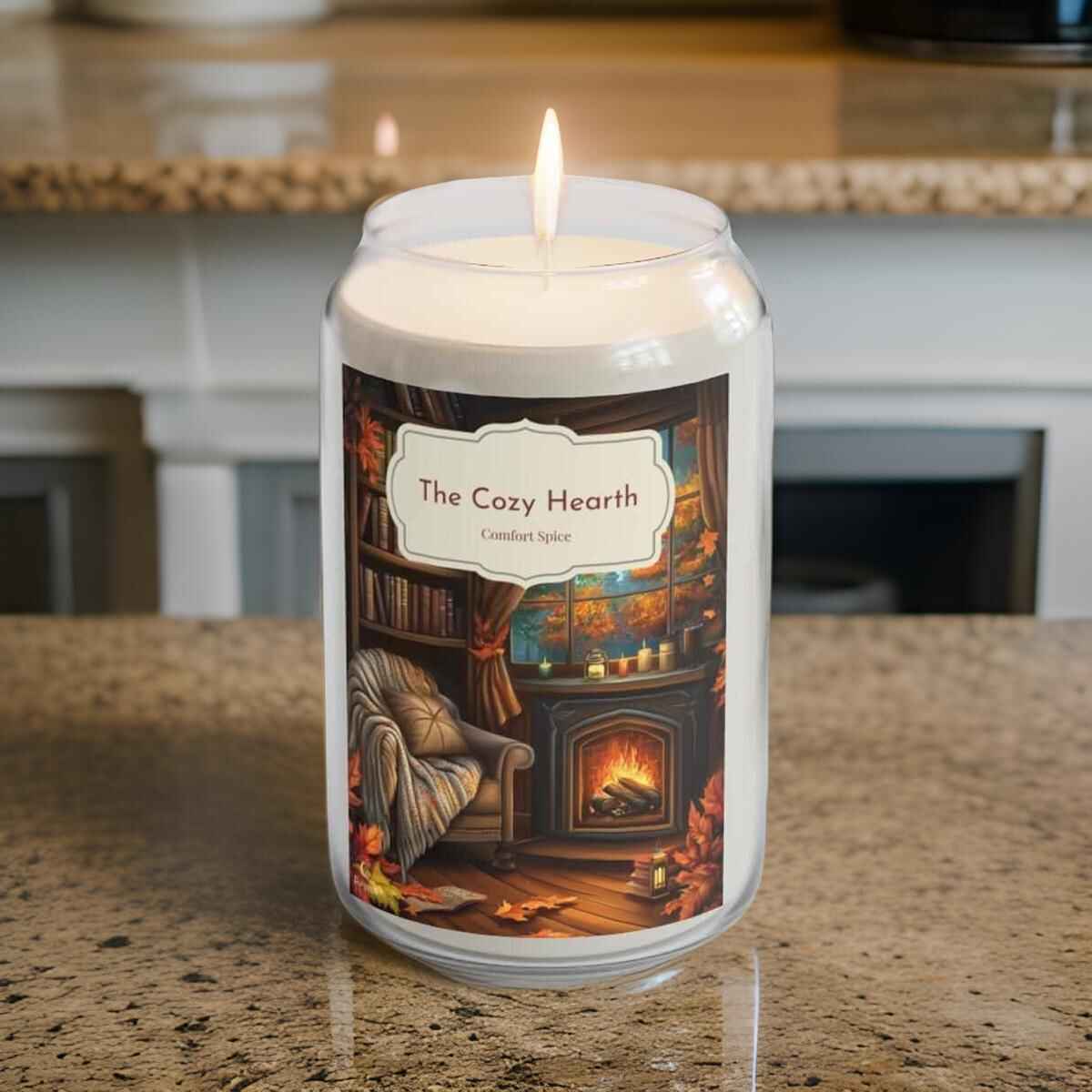 The Cozy Hearth Cinnamon Candle: Hand Poured Soy Wax 14 oz