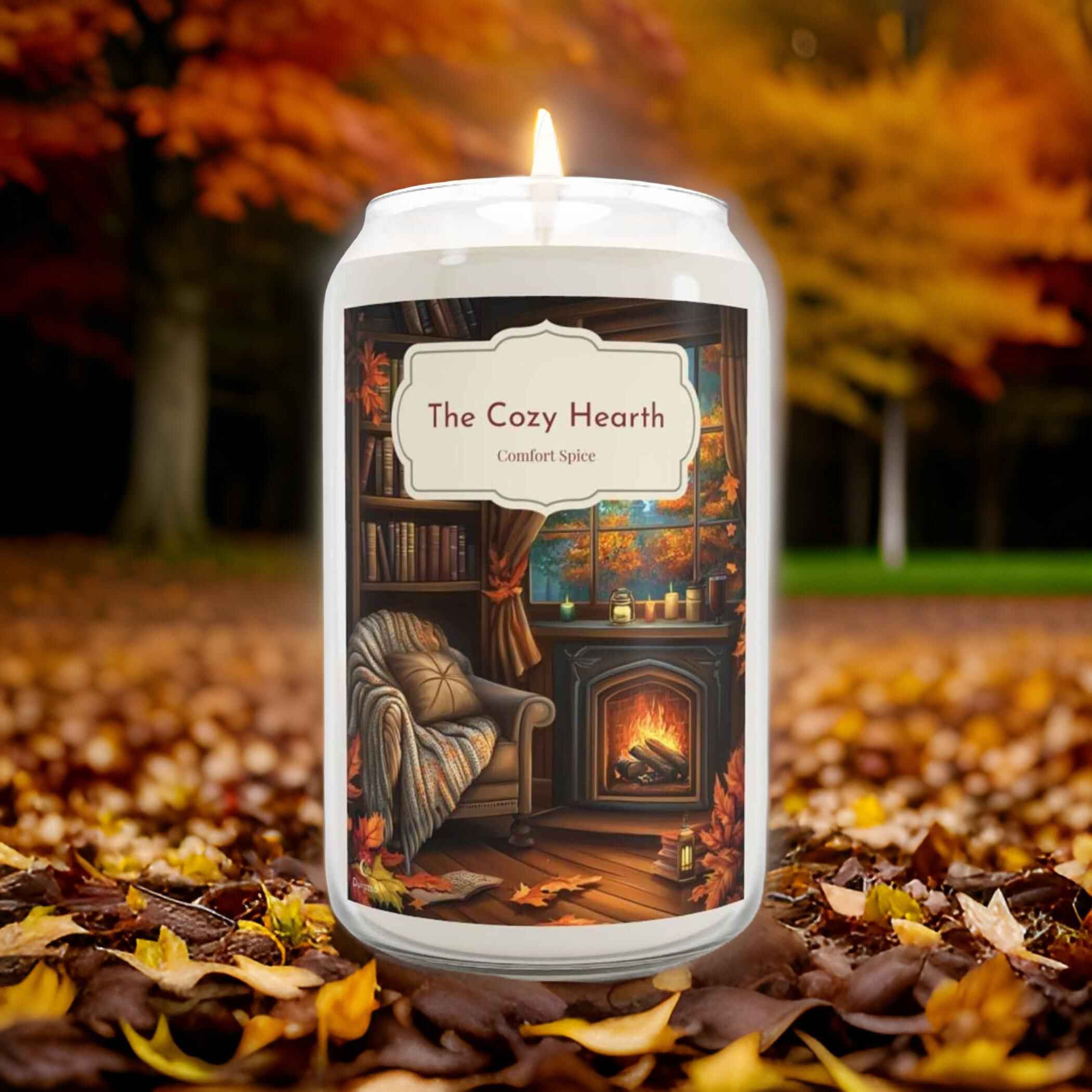 The Cozy Hearth Cinnamon Candle: Hand Poured Soy Wax 14 oz