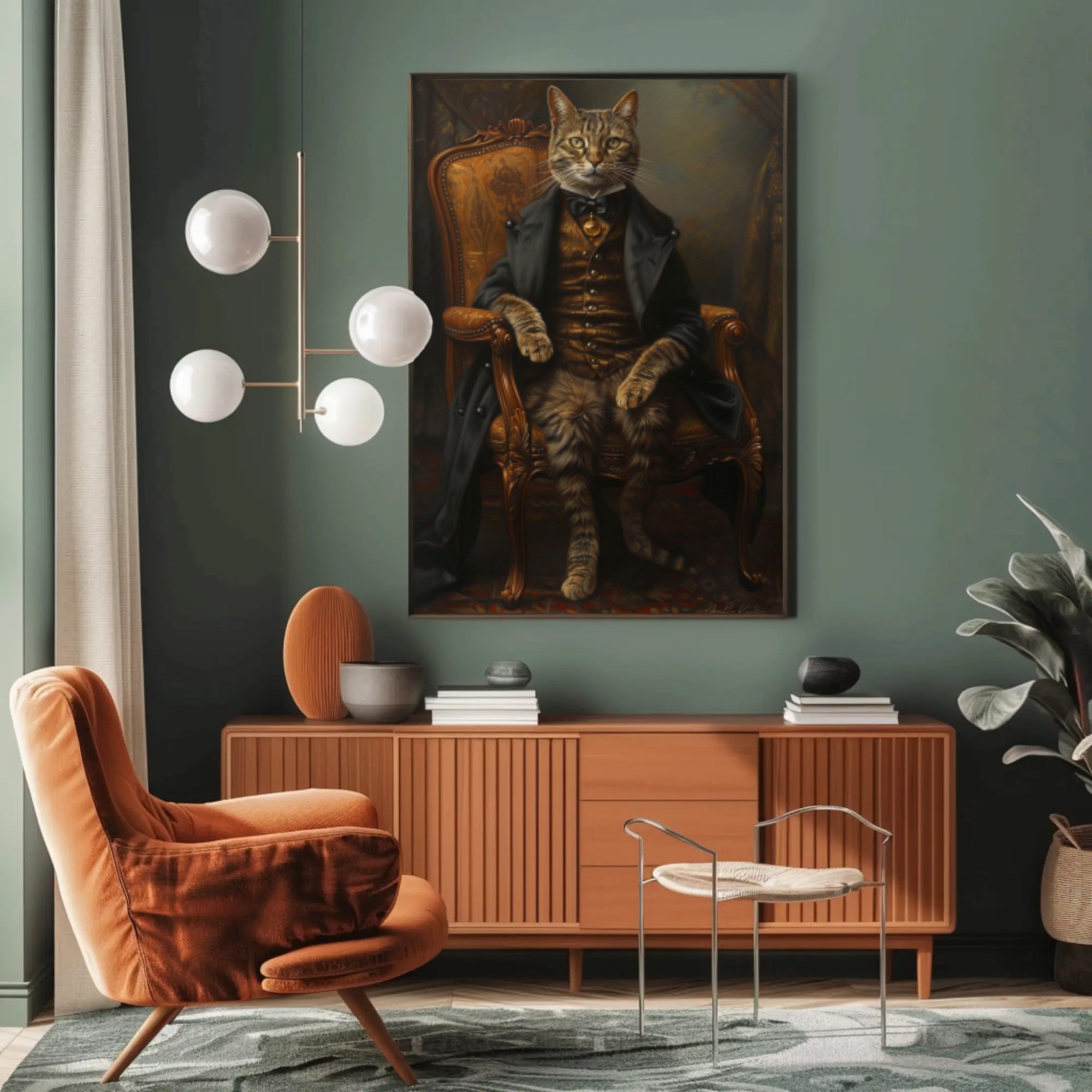 Dapper Cat Wall Art: Victorian Vintage Painting