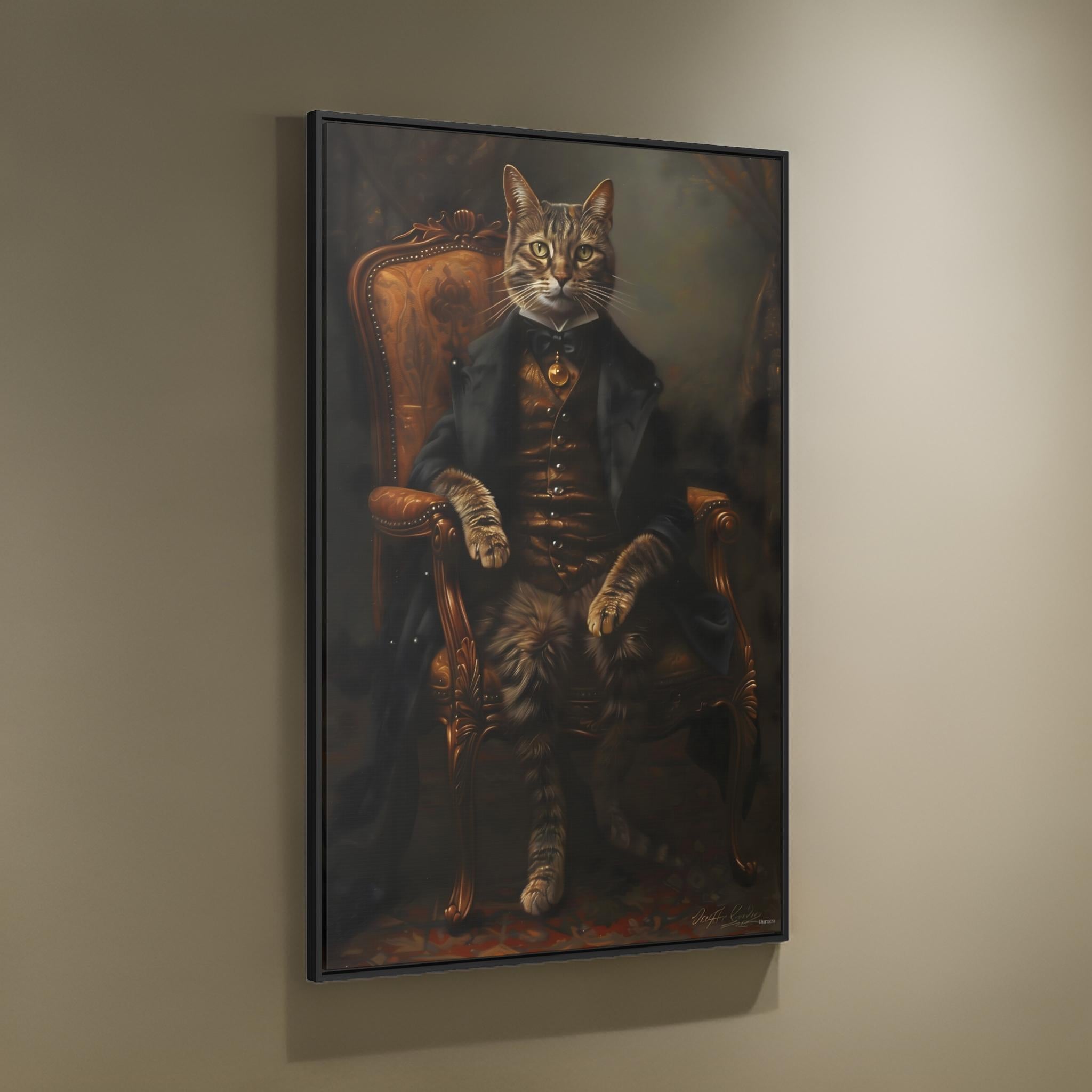 Dapper Cat Wall Art: Victorian Vintage Painting