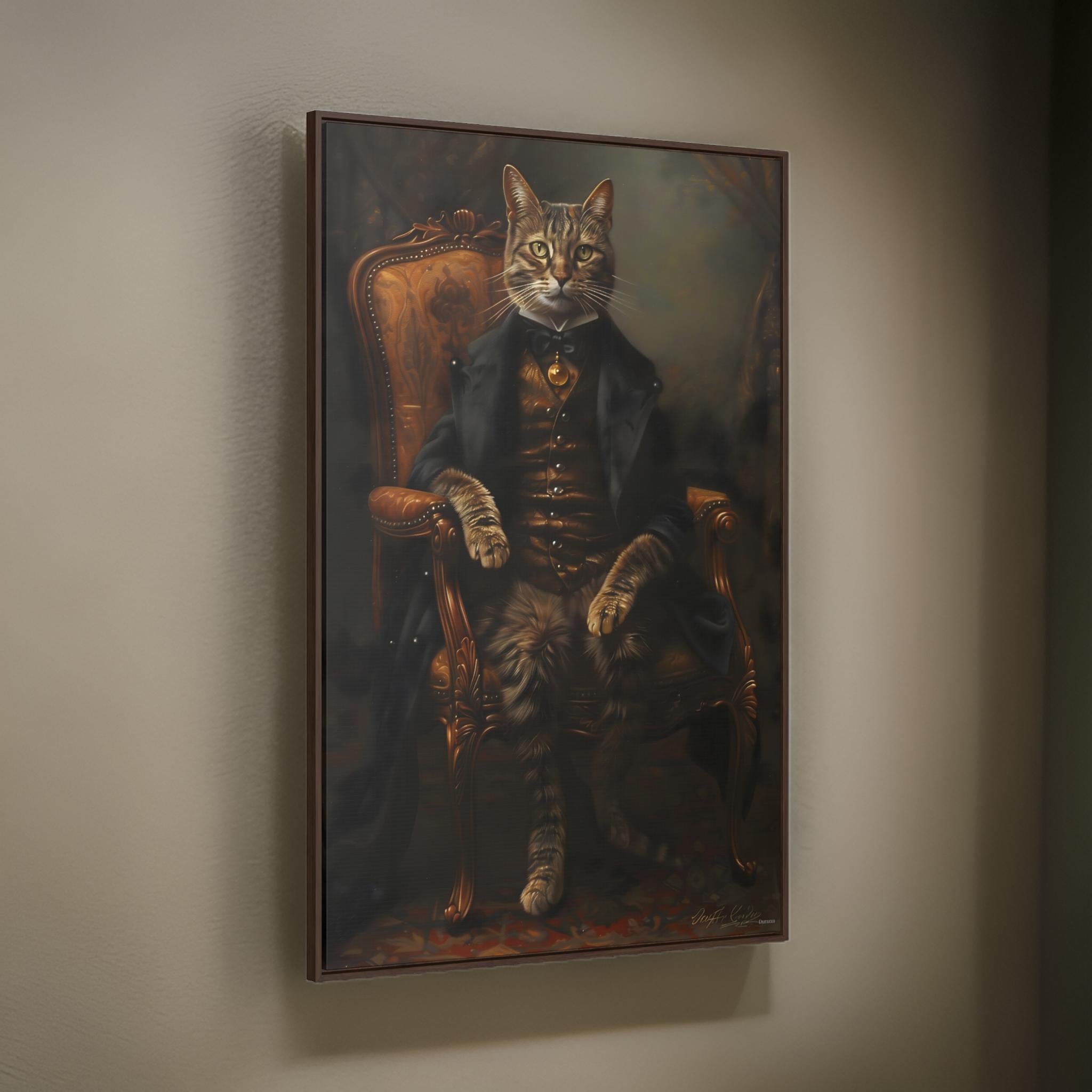 Dapper Cat Wall Art: Victorian Vintage Painting