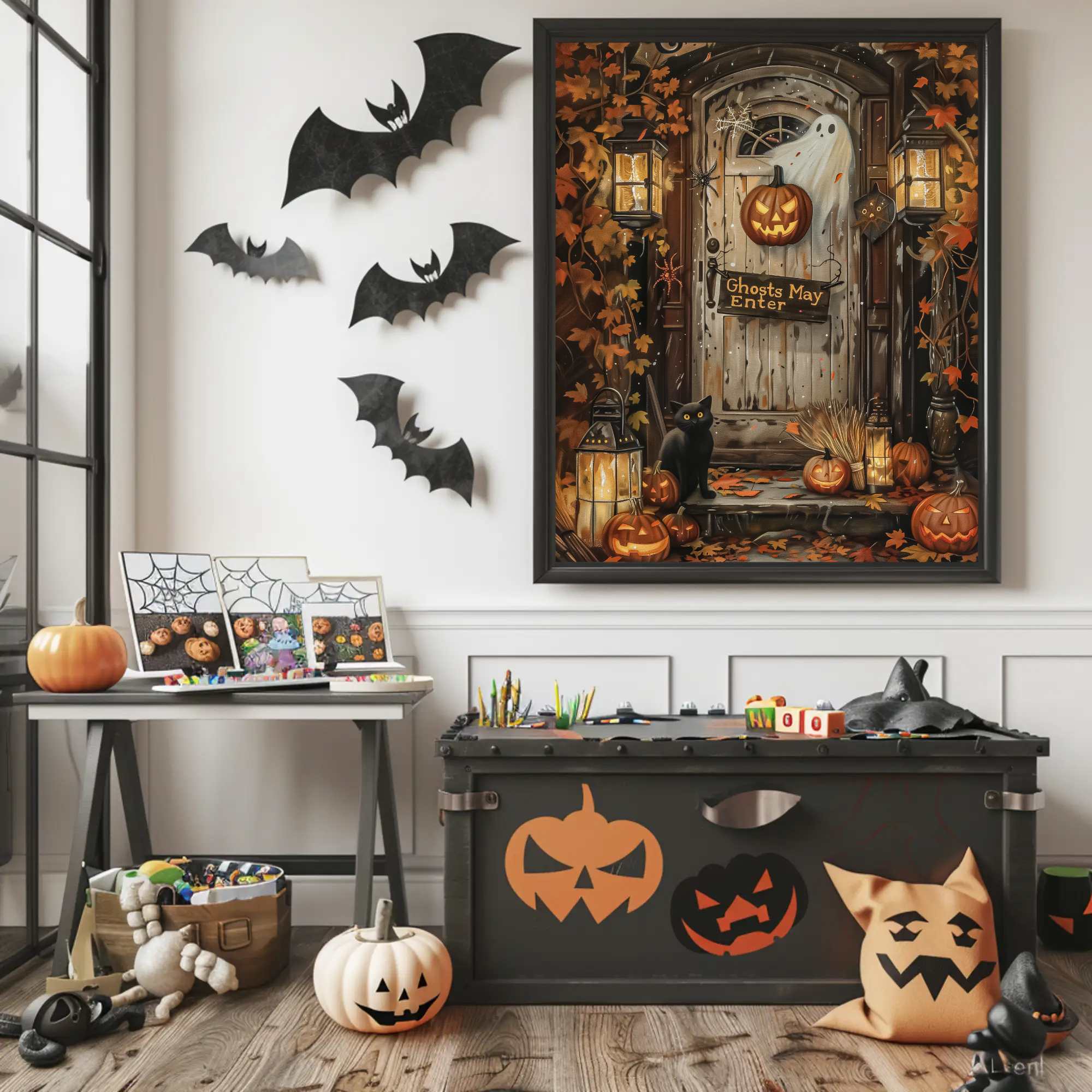 Eerie Entry Haunted House Wall Art: Halloween Decor