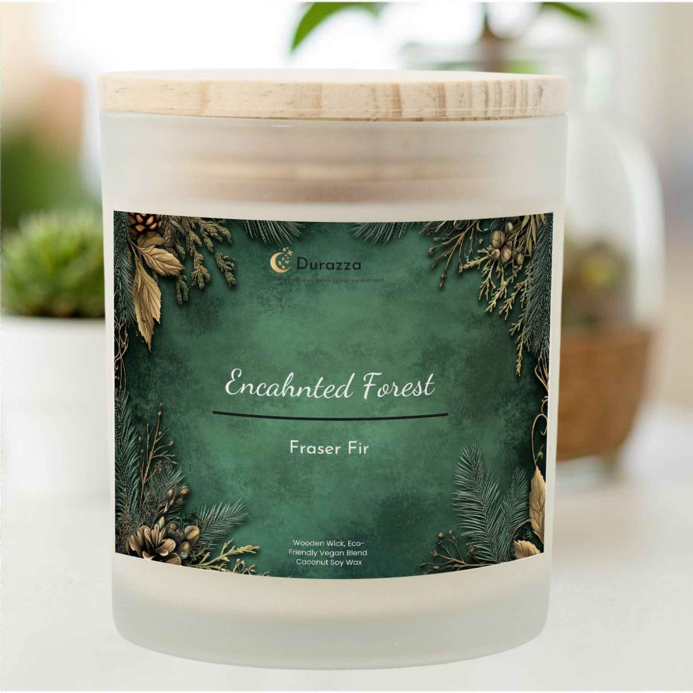 Enchanted Forest Fraser Fir Scented Candle: Wooden Wick 11oz