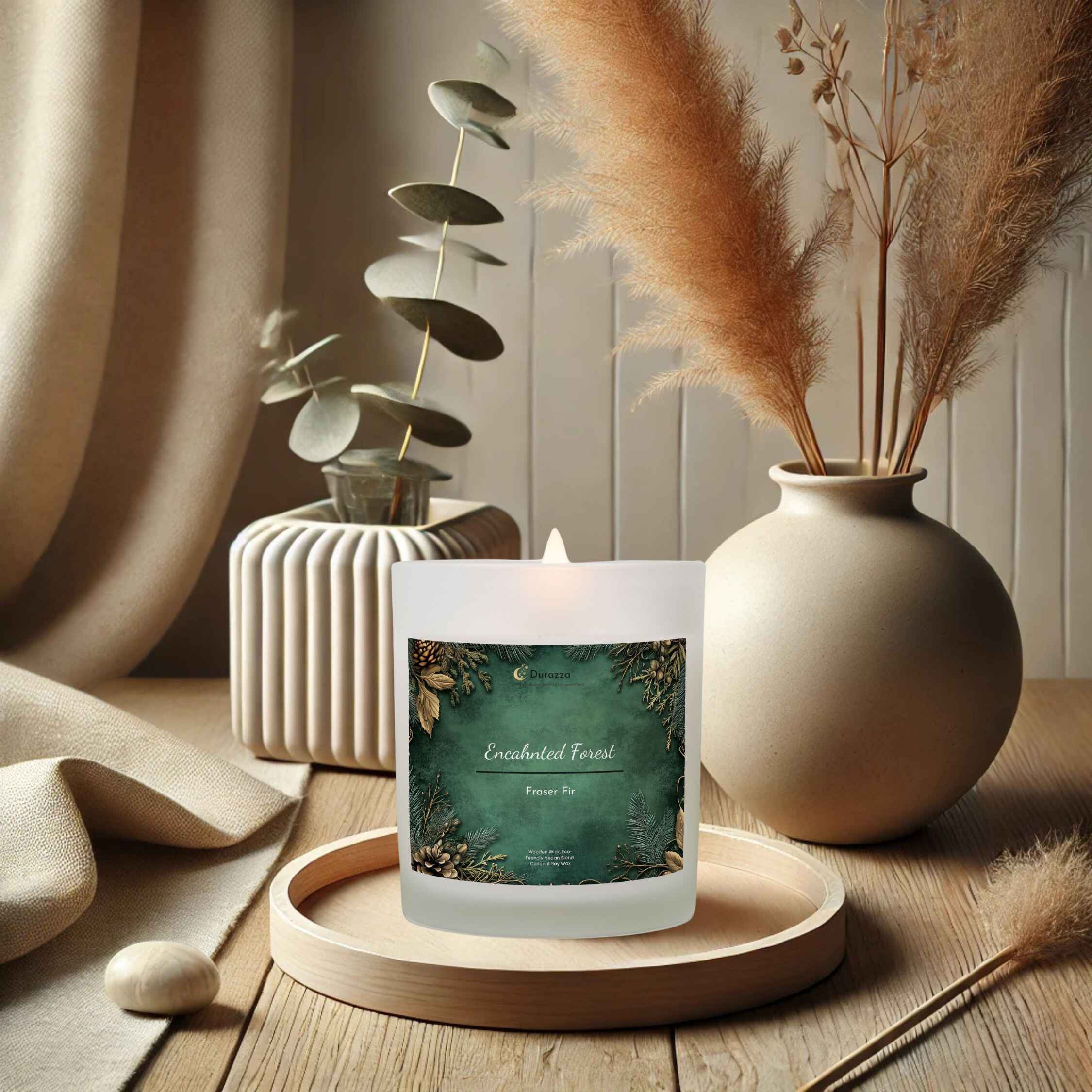 Enchanted Forest Fraser Fir Scented Candle: Wooden Wick 11oz