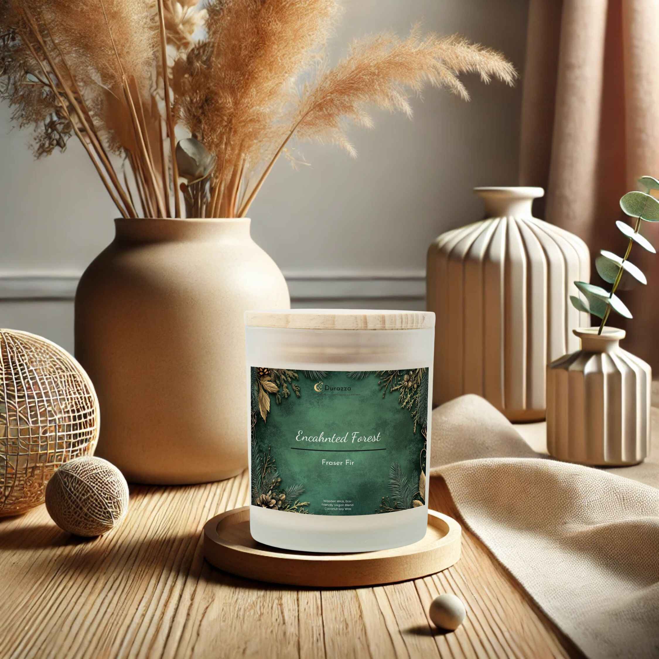 Enchanted Forest Fraser Fir Scented Candle: Wooden Wick 11oz