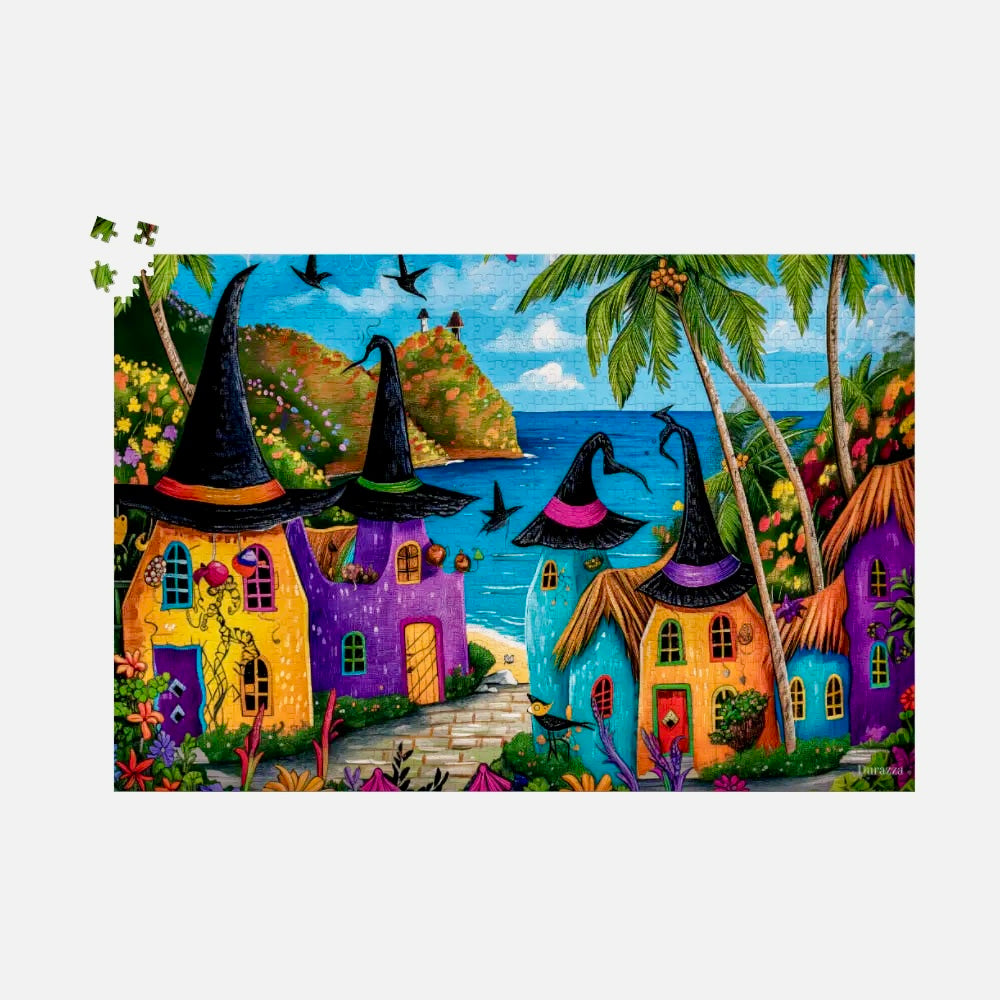 Witch Hat Hamlet Wooden Jigsaw Puzzle 500 or 1000 pieces