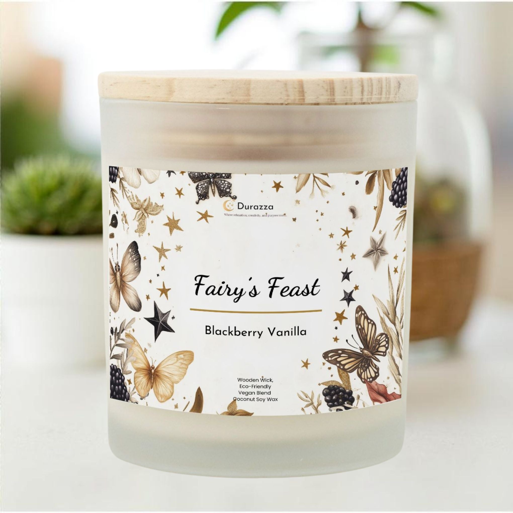 Fairy’s Feast Blackberry Vanilla Candle: Wooden Wick 11 oz