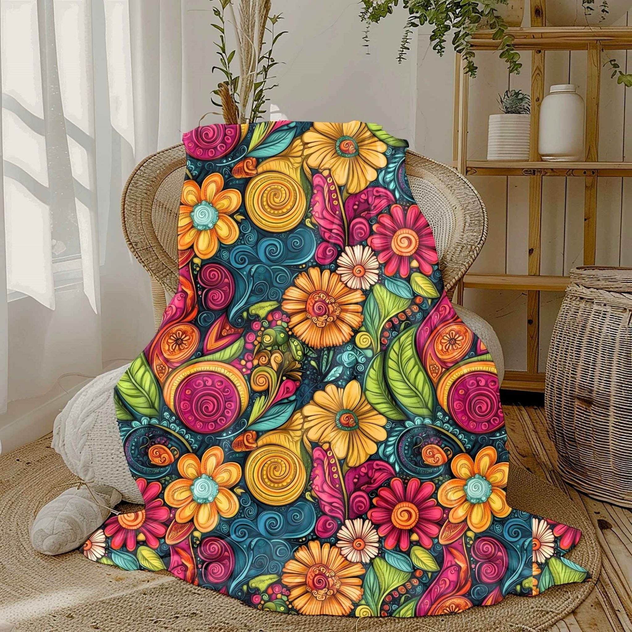 Flower Frenzy Paisley Throw Blanket: Eclectic Home Decor