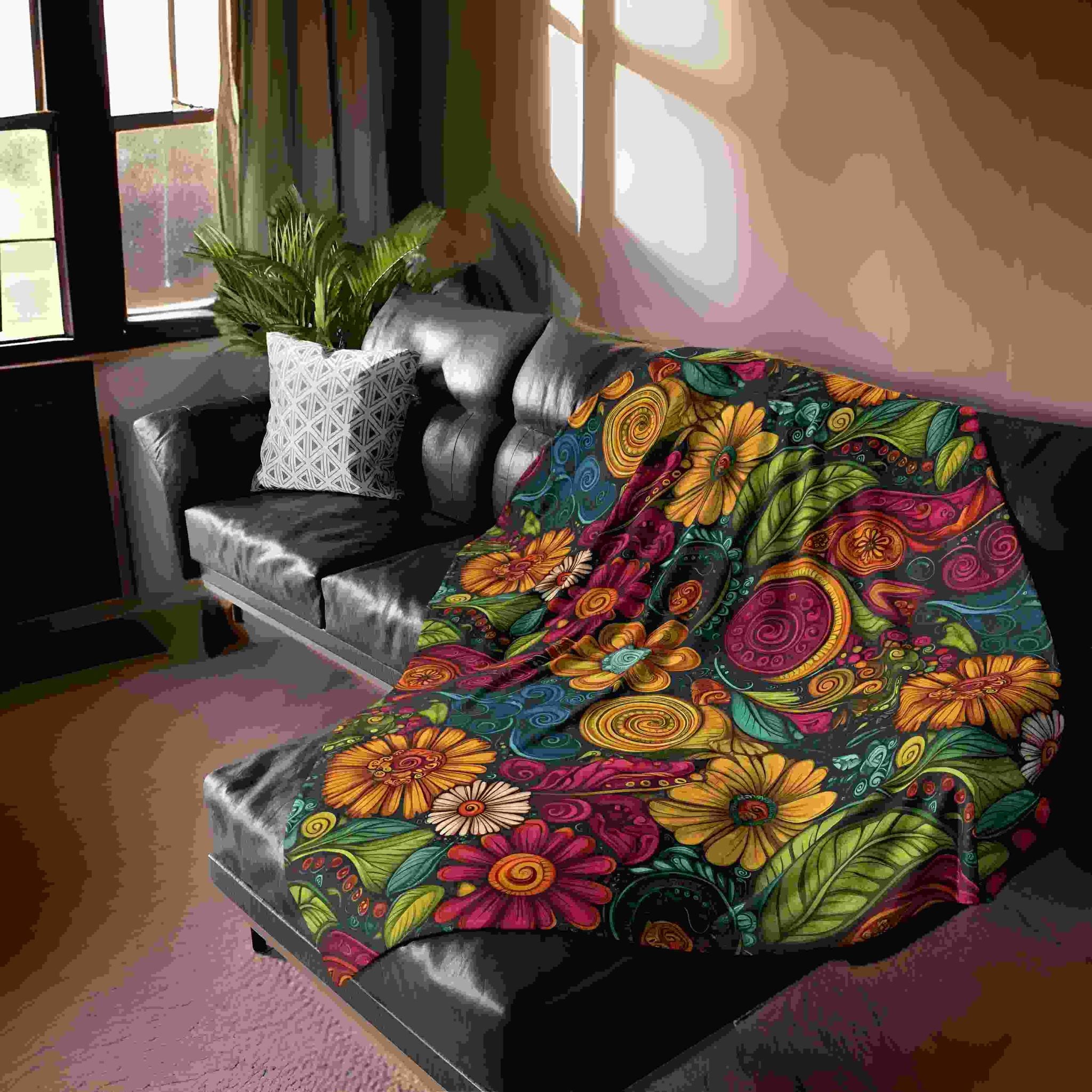 Flower Frenzy Paisley Throw Blanket: Eclectic Home Decor