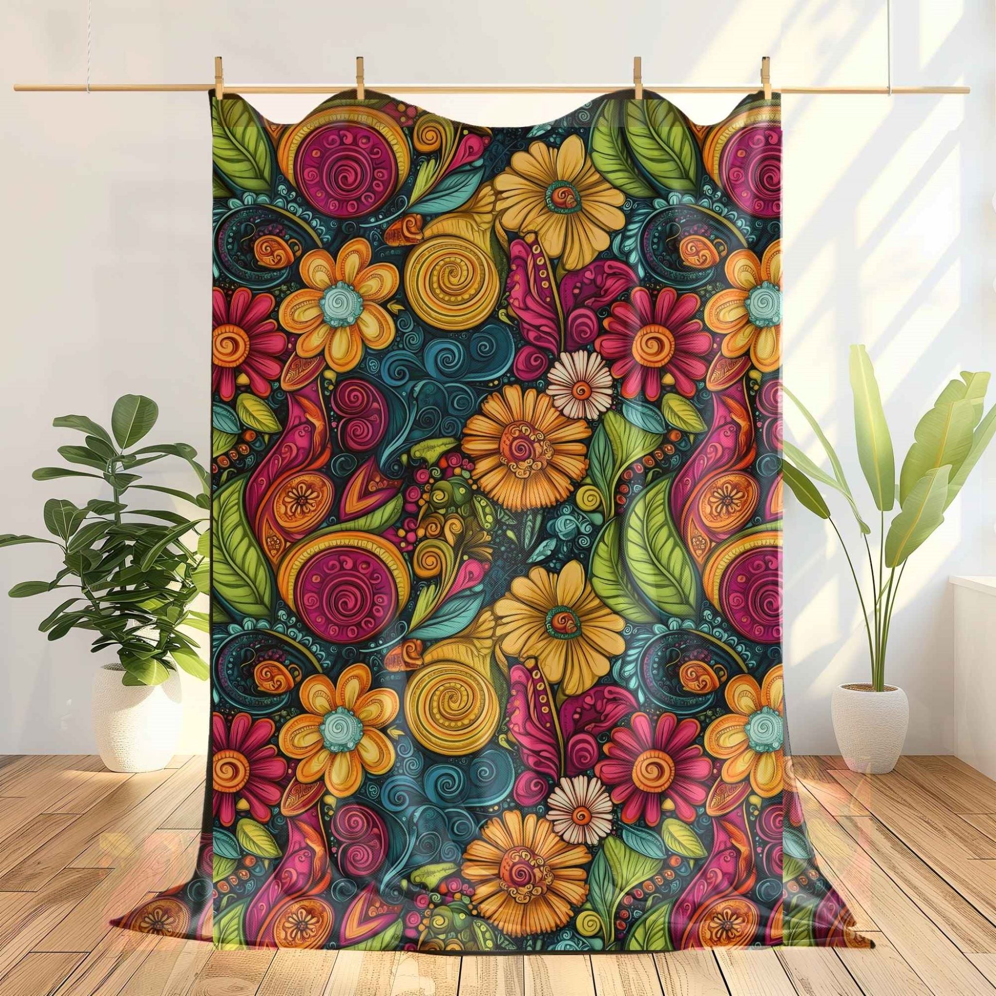 Flower Frenzy Paisley Throw Blanket: Eclectic Home Decor