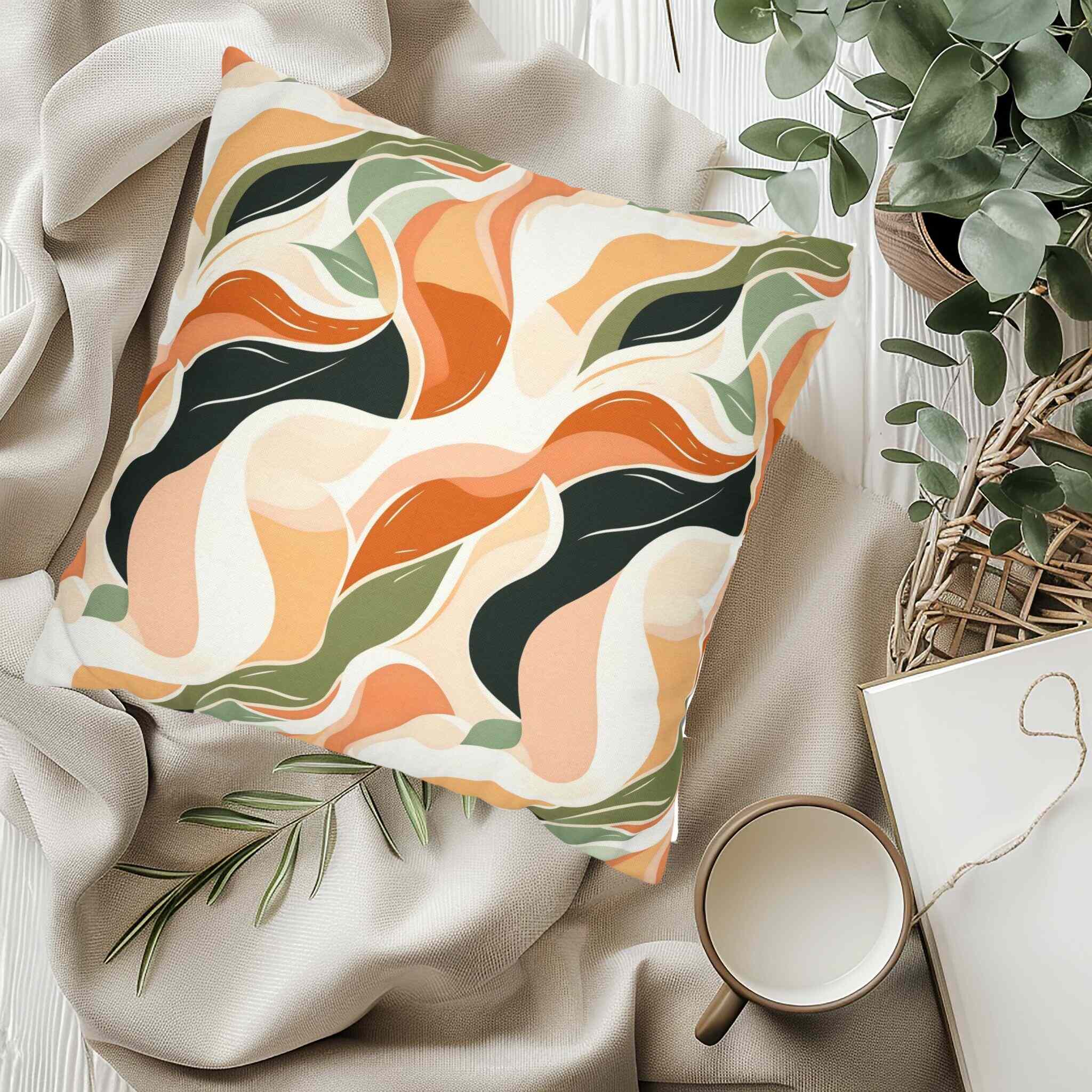 Flowing Earth Throw Pillow: Natural Bohemian Decor