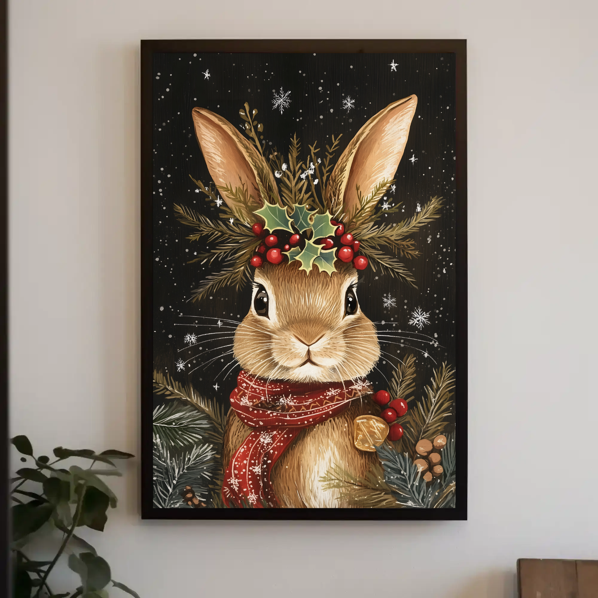 Frosted Bunny's Winter Tale Wall Art: Animal Holiday Decor