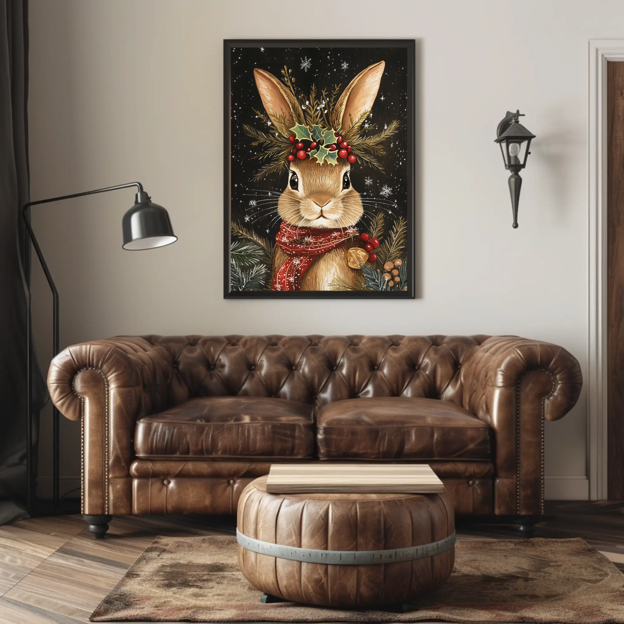 Frosted Bunny's Winter Tale Wall Art: Animal Holiday Decor