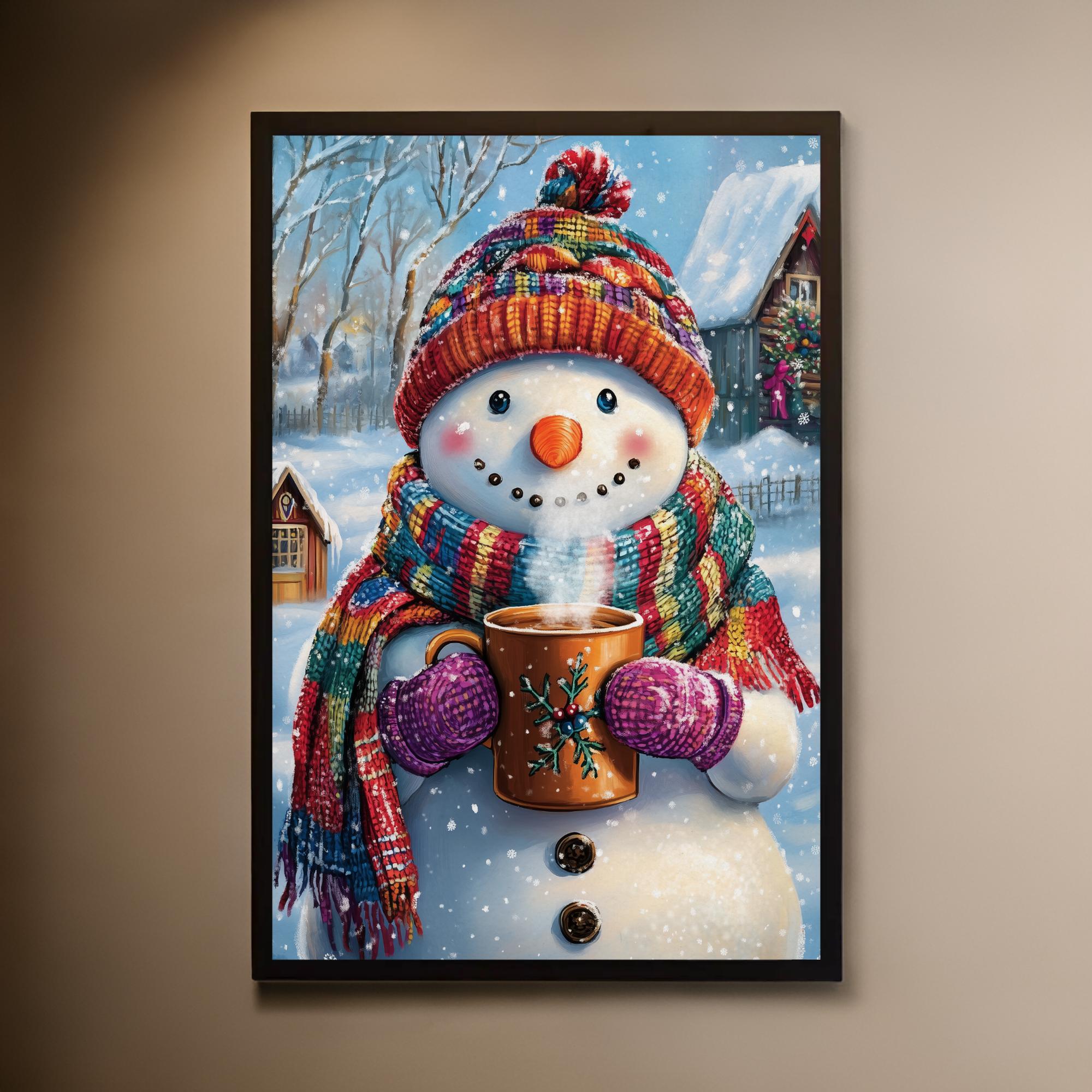 Frosty's Coffee Escape Wall Art: Snowman Decor