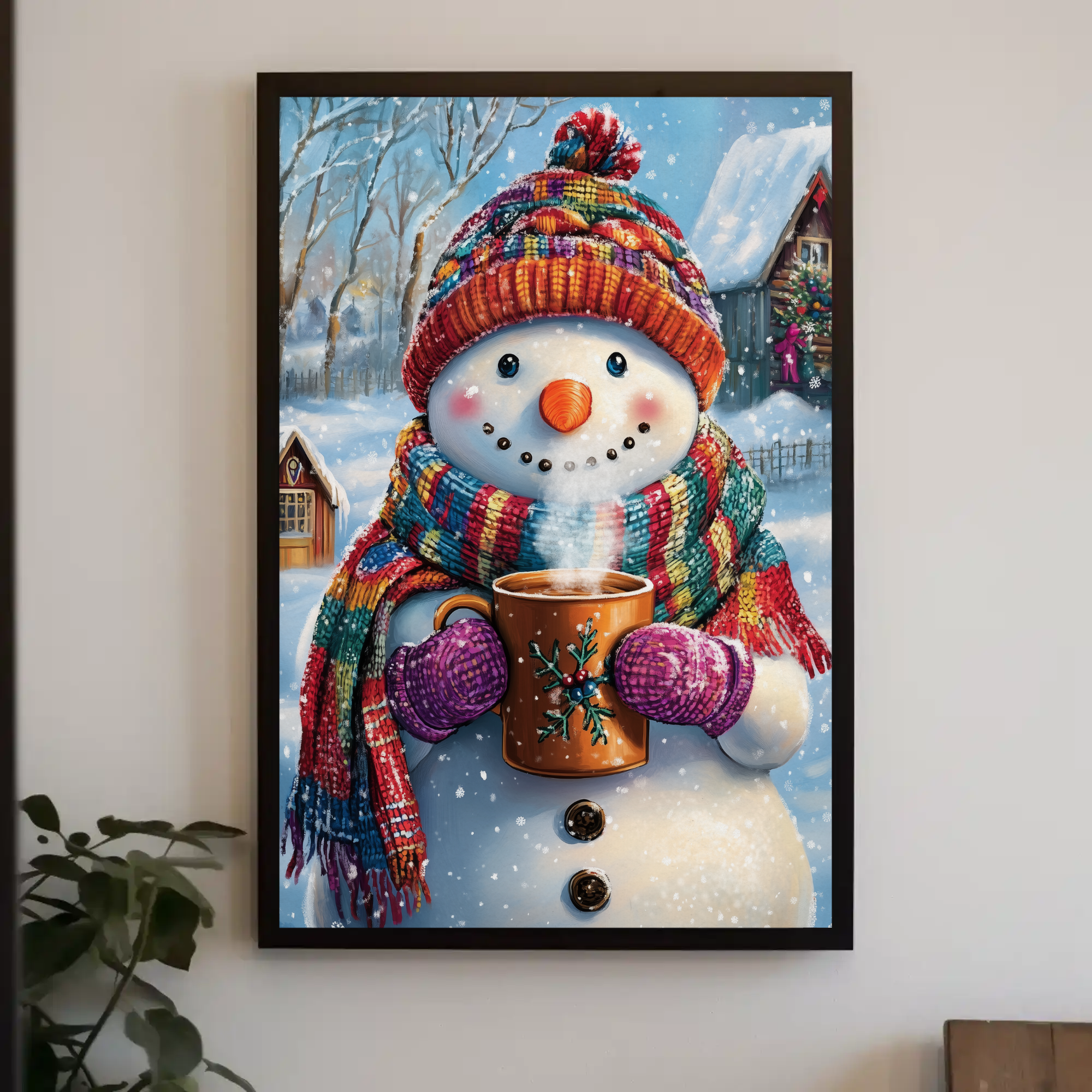 Frosty's Coffee Escape Wall Art: Snowman Decor