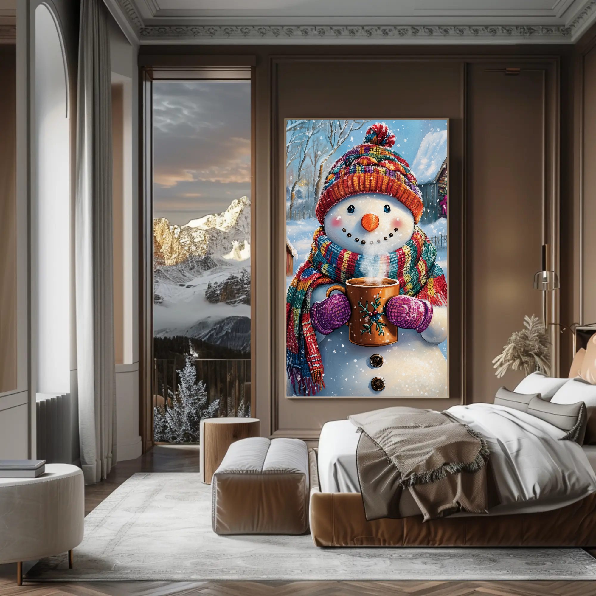 Frosty's Coffee Escape Wall Art: Snowman Decor