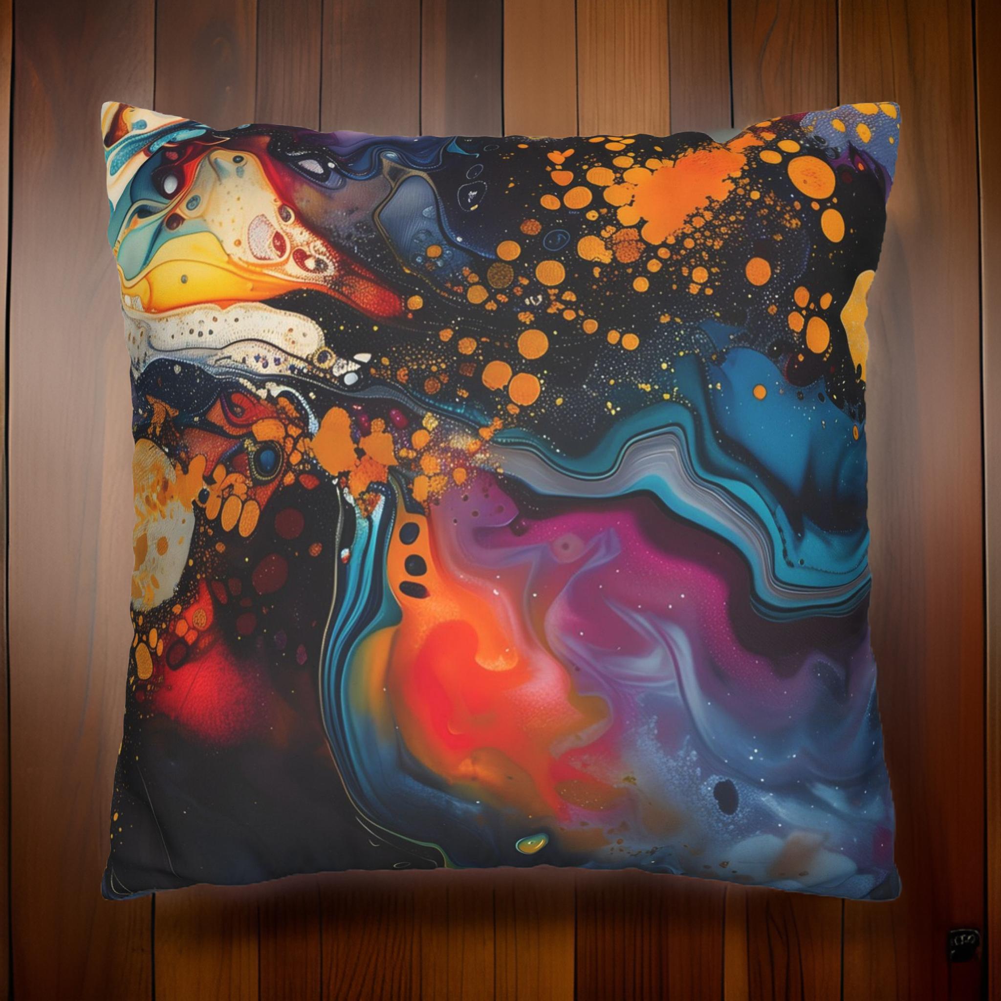 Galaxy Splatter Throw Pillow: Celestial Decor