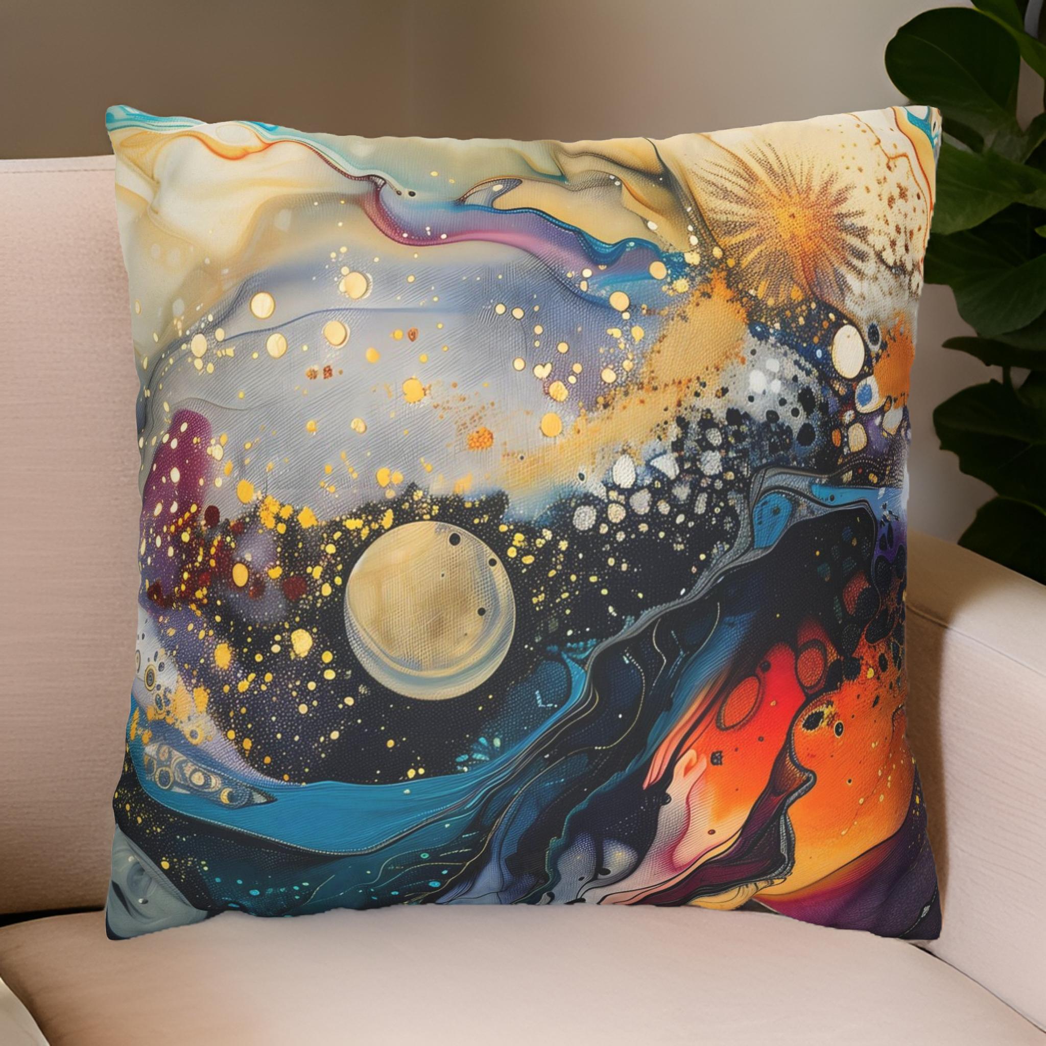 Galaxy Splatter Throw Pillow: Celestial Decor