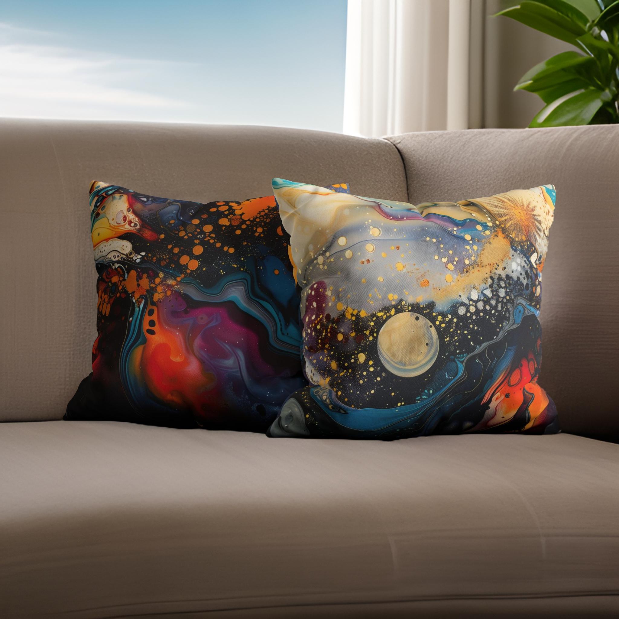 Galaxy Splatter Throw Pillow: Celestial Decor