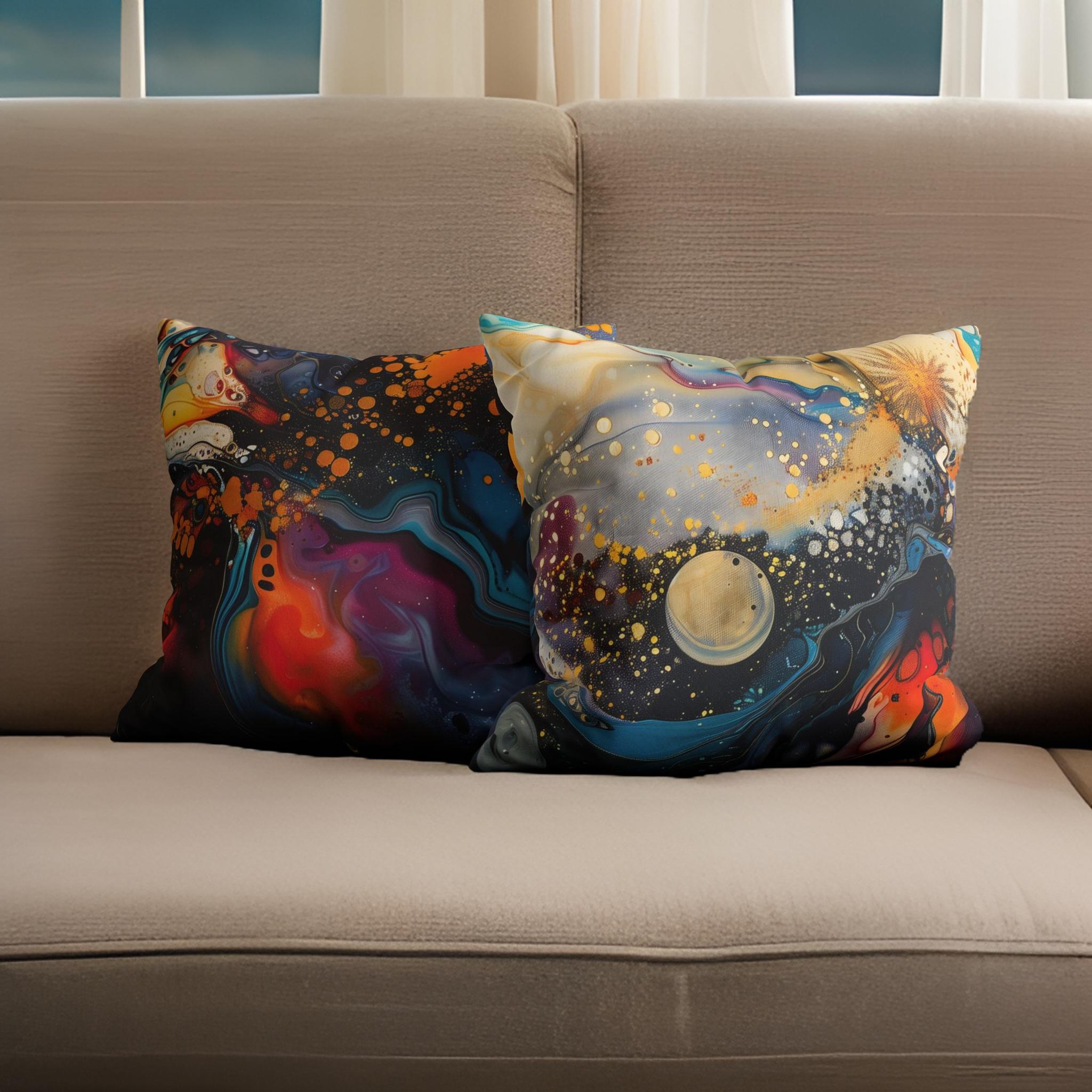 Galaxy Splatter Throw Pillow: Celestial Decor