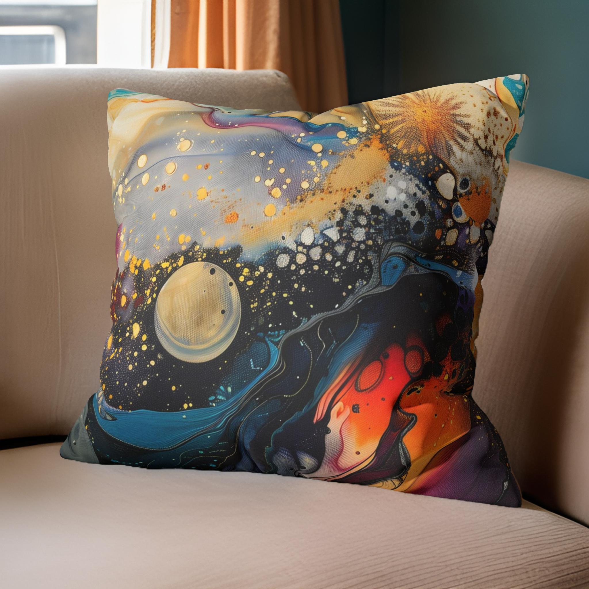 Galaxy Splatter Throw Pillow: Celestial Decor