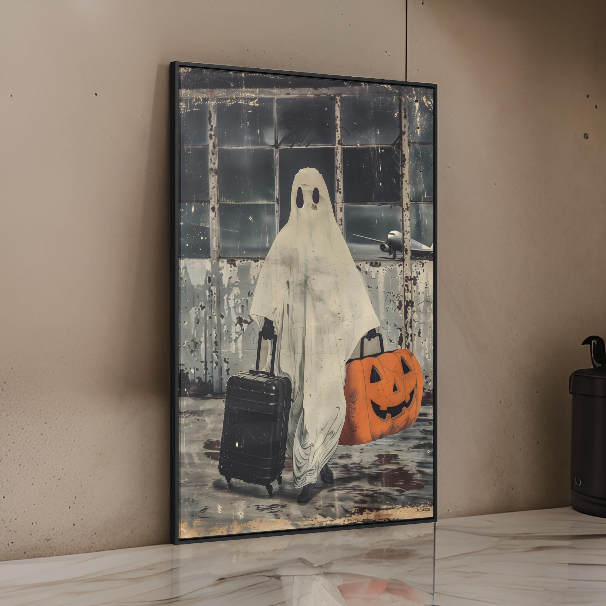 Ghost in Abandoned Airport Vintage Halloween Wall Art