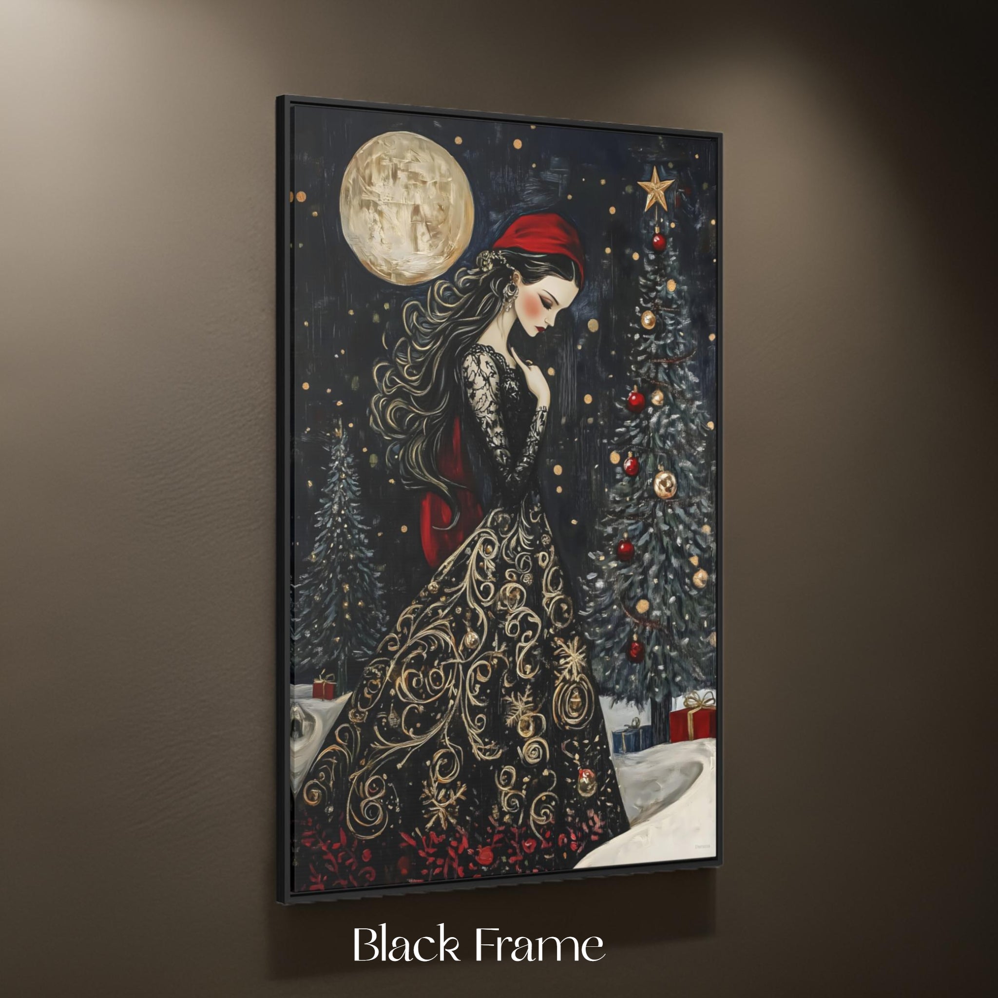 Holiday Maiden Wall Art: Whimsigoth Christmas Art