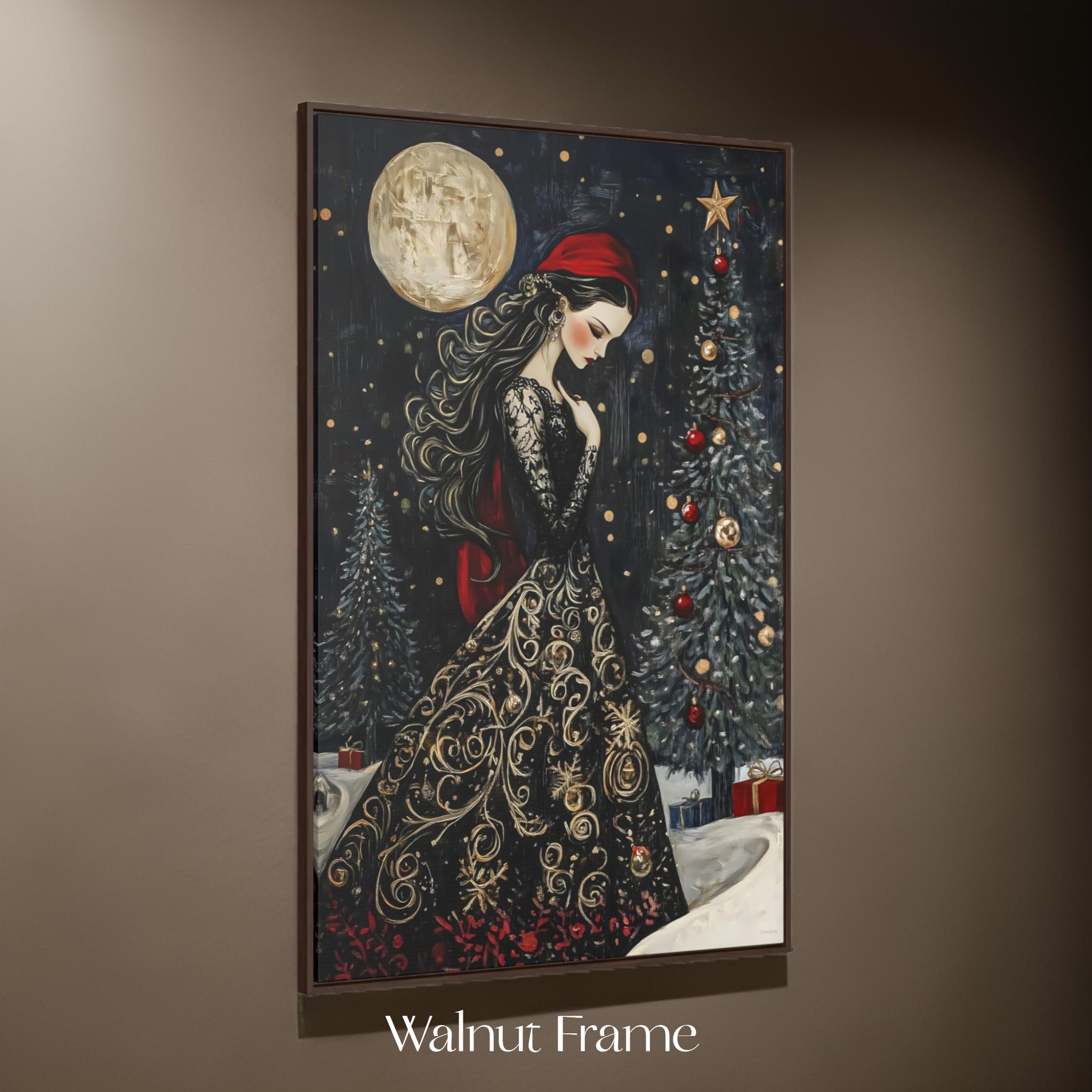 Holiday Maiden Wall Art: Whimsigoth Christmas Art