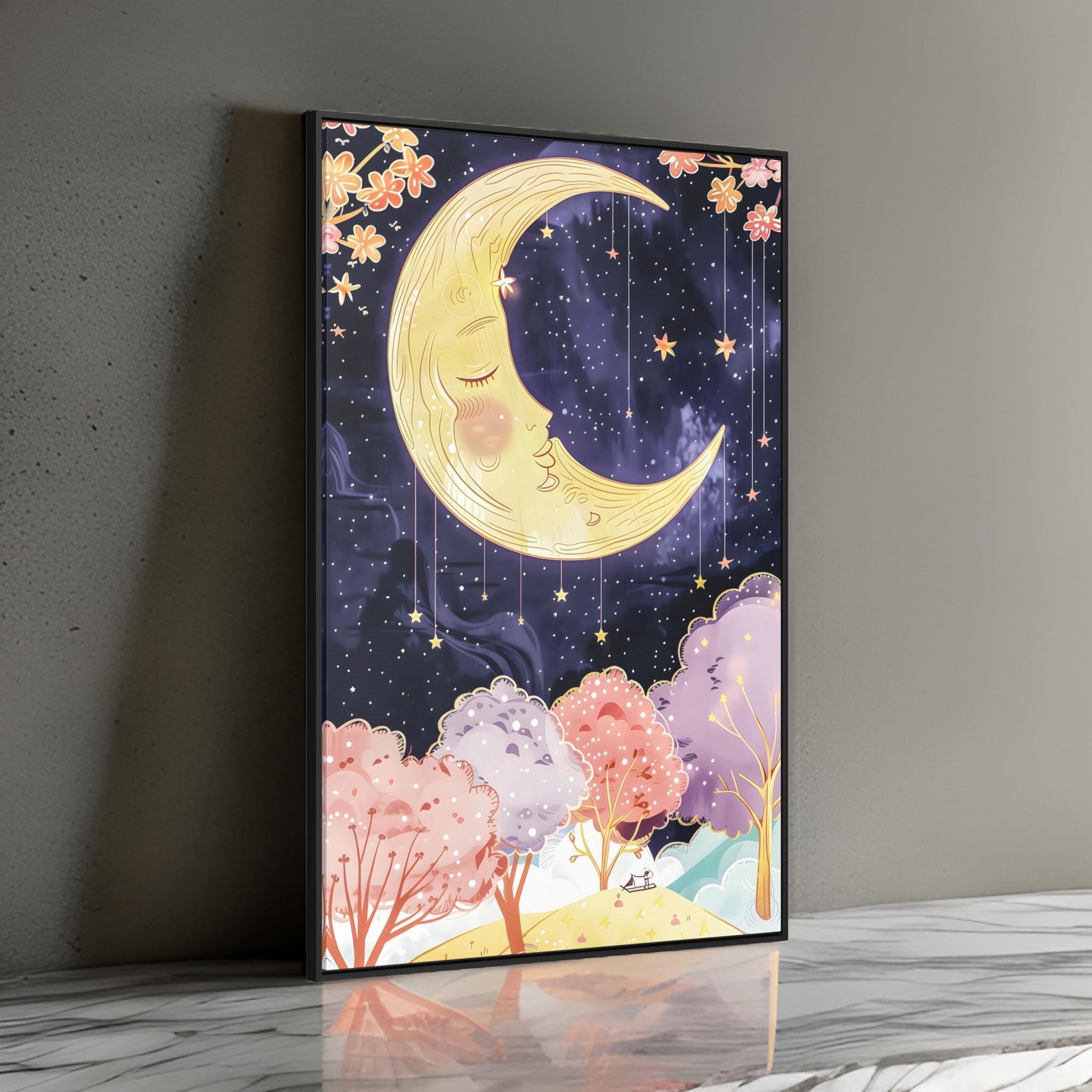 Lullaby Moon Wall Art: Whimsical Fairytale Decor