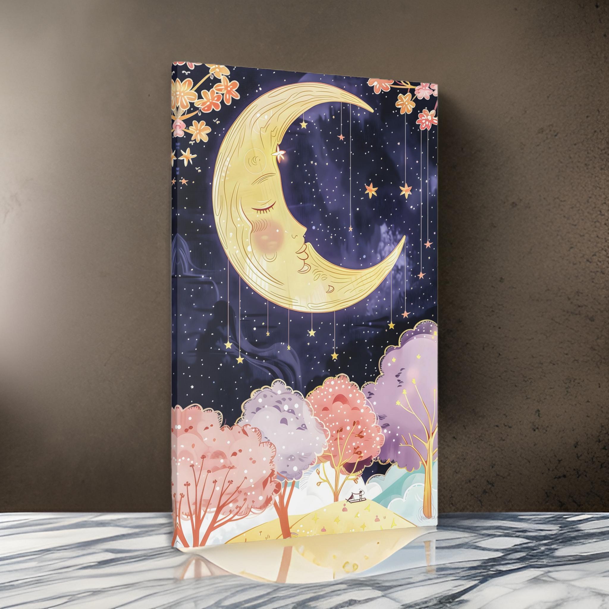 Lullaby Moon Wall Art: Whimsical Fairytale Decor